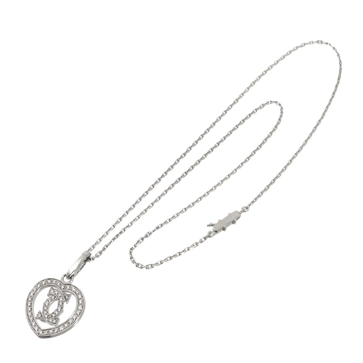 Cartier 2C Diamond Heart Necklace 18K White Gold 750 903234431