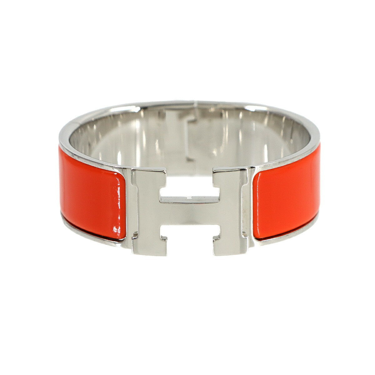 HERMES Clic Clac H Bangle Orange Silver Accessory 903171590