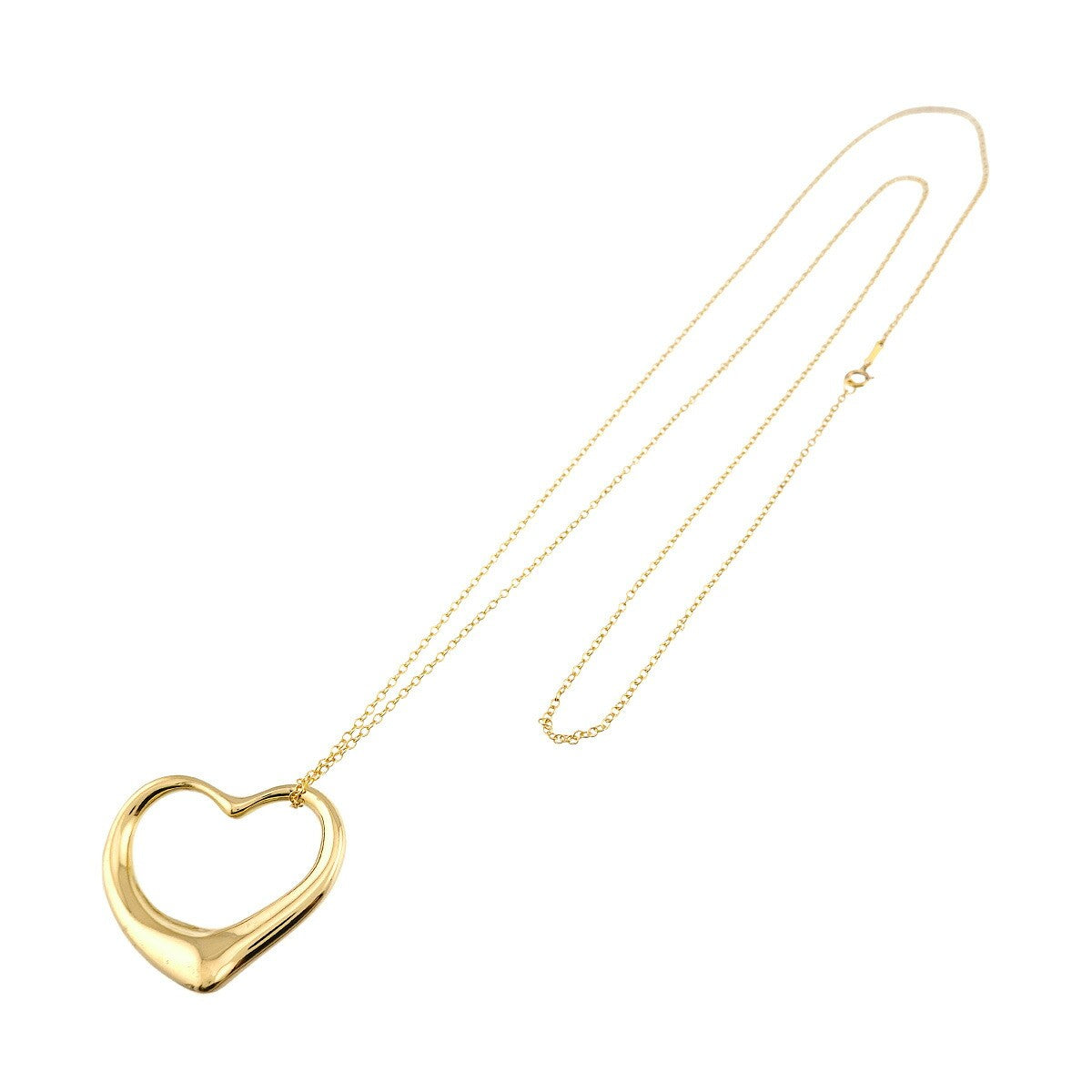 TIFFANY Co. Open Heart Long Necklace 18K Yellow Gold 750 903274161