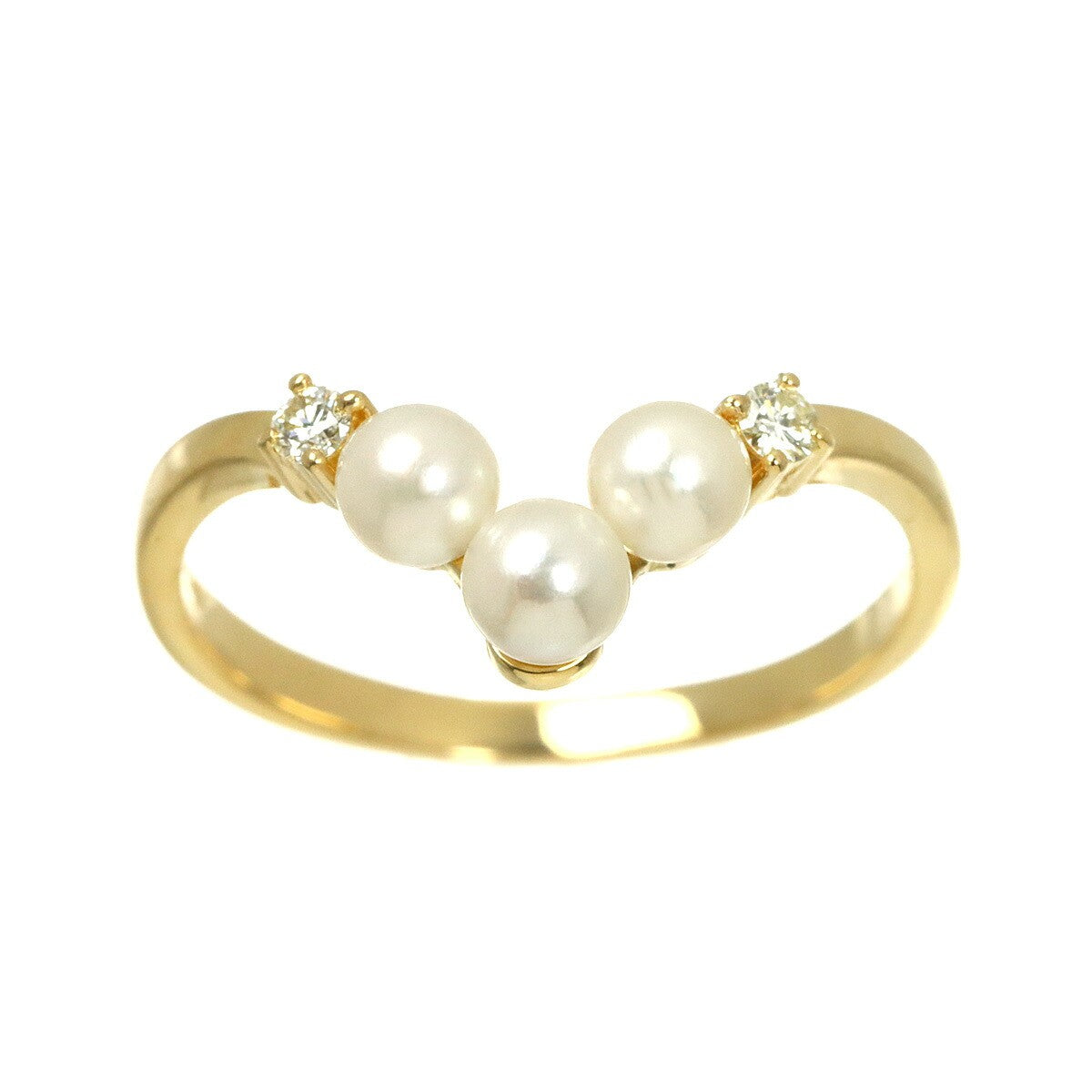 TASAKI Akoya Pearl Diamond 0.04ct Ring 18K YG Size5.5-5.75(US) 903285631