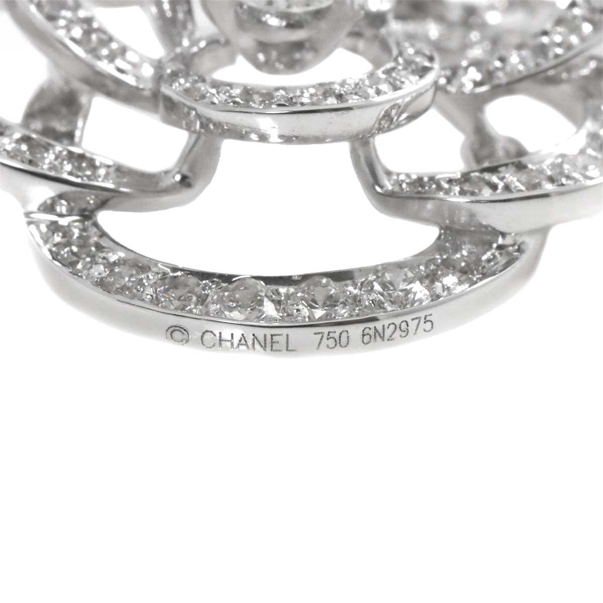 CHANEL Camelia Necklace MM Diamond 18K White Gold 750 902905273