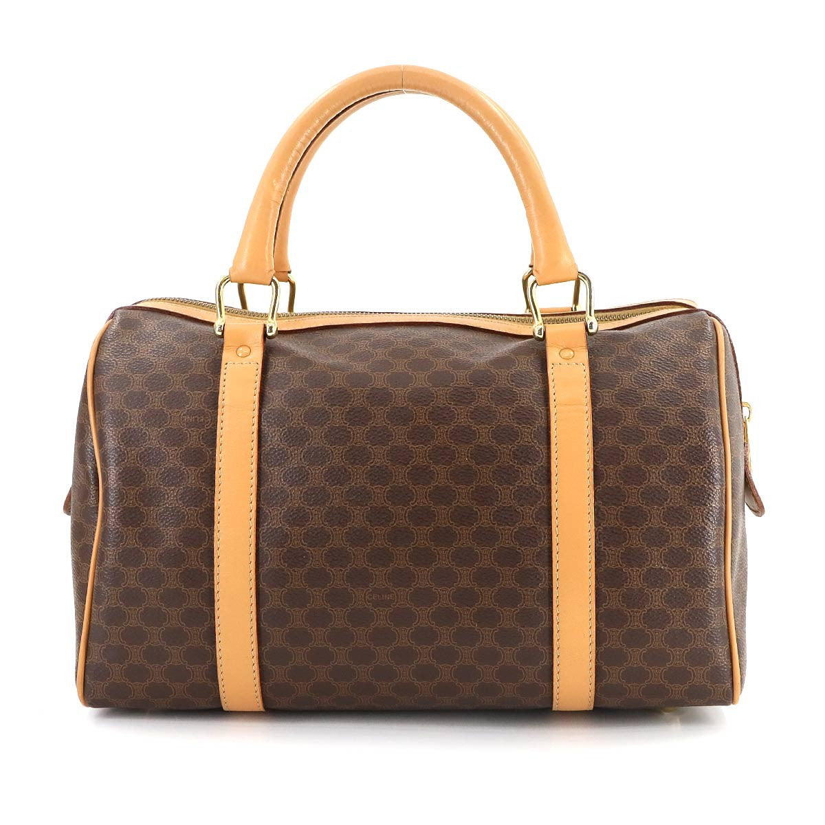 CELINE Macadam Boston Hand Bag PVC Leather Brown Purse 902892711