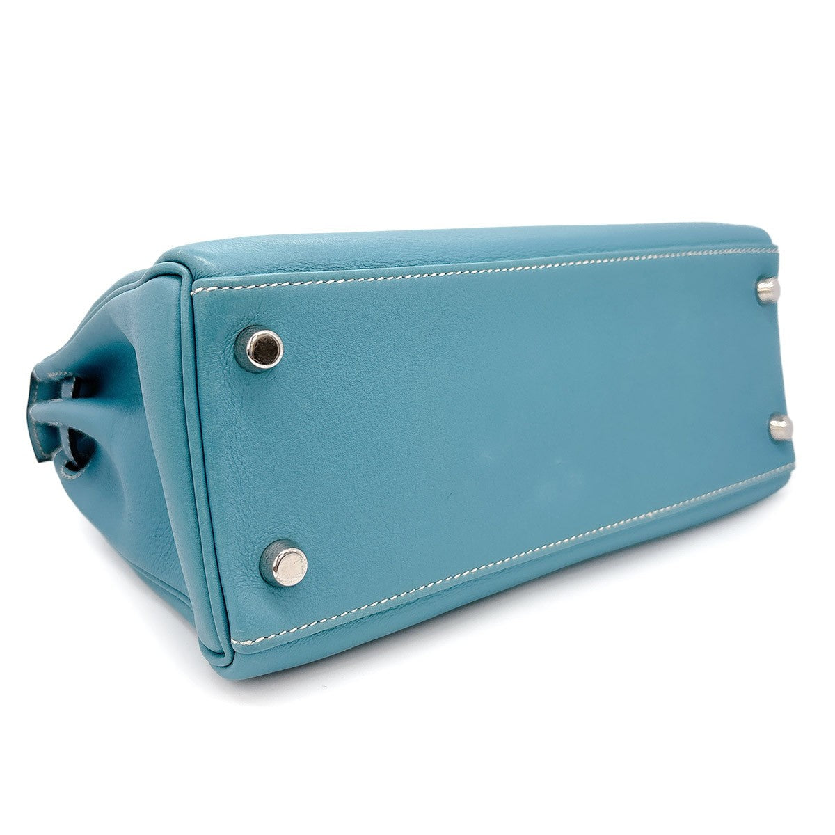 HERMES Kelly 25 Veau Gulliver Bleu Jean Hand Shoulder Bag 903020094