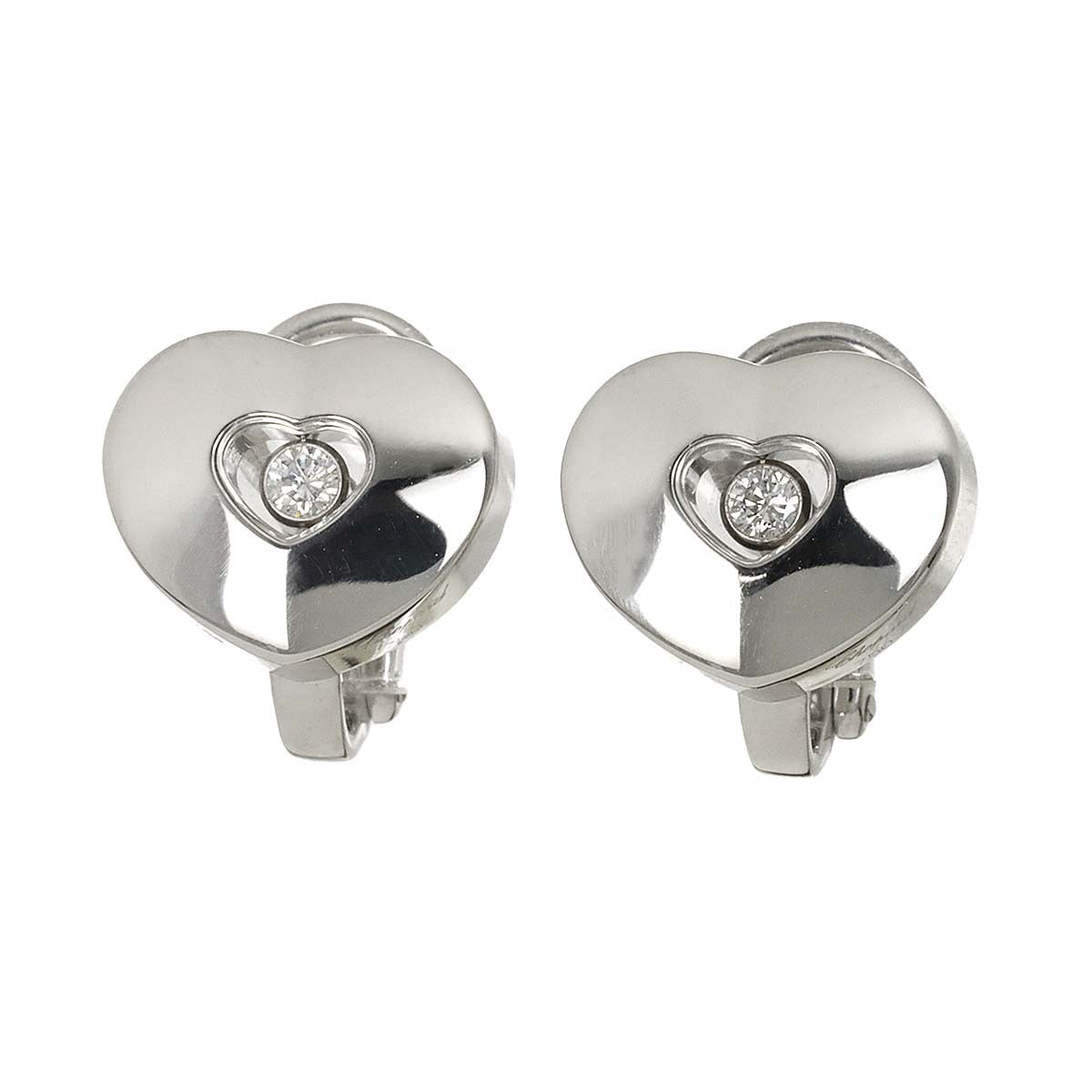 Chopard Happy Diamond Heart Earrings Clip on K18 WG 750 903283430