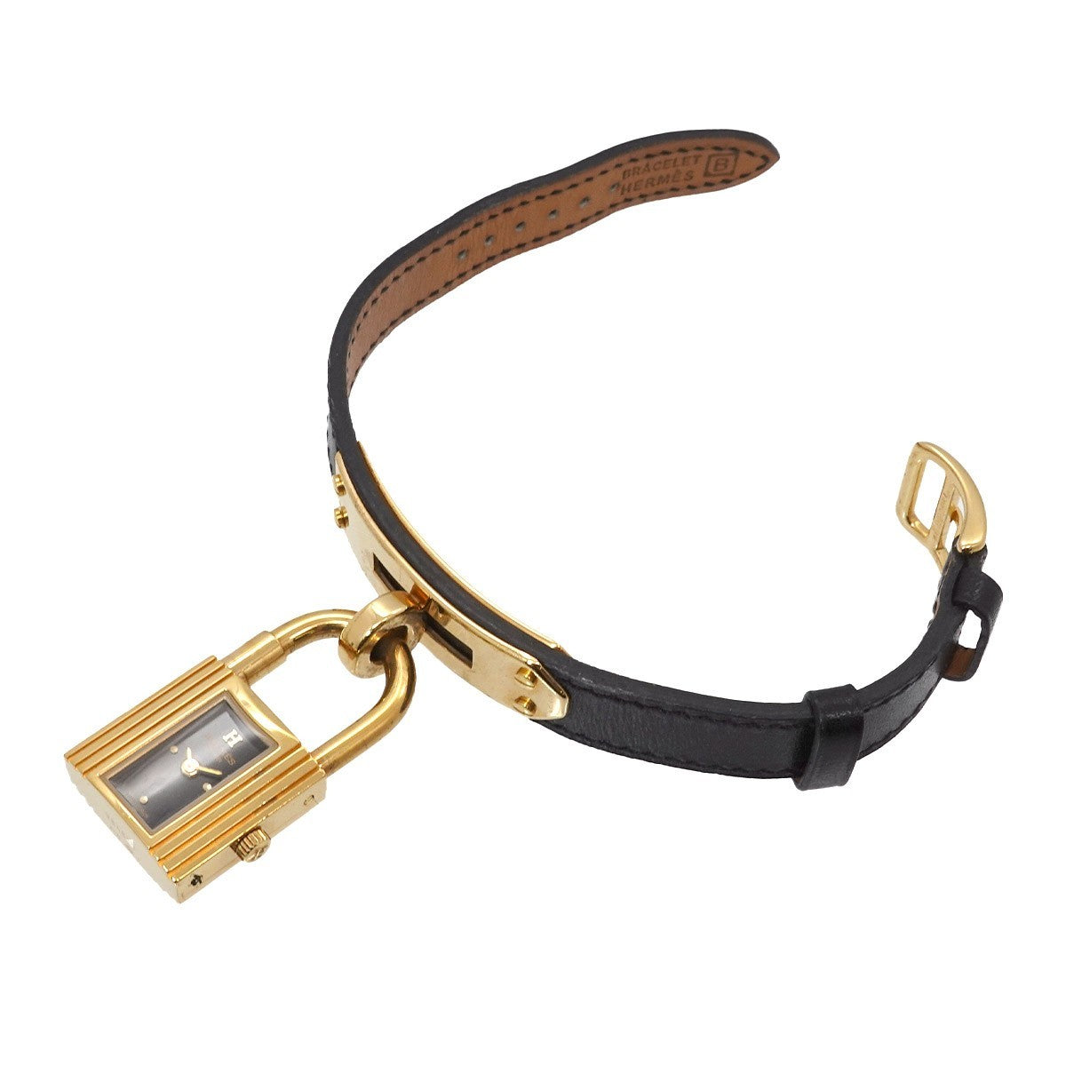 HERMES Kelly Watches Quartz Black Dial Vintage Cadena Ladies Watch 903446524