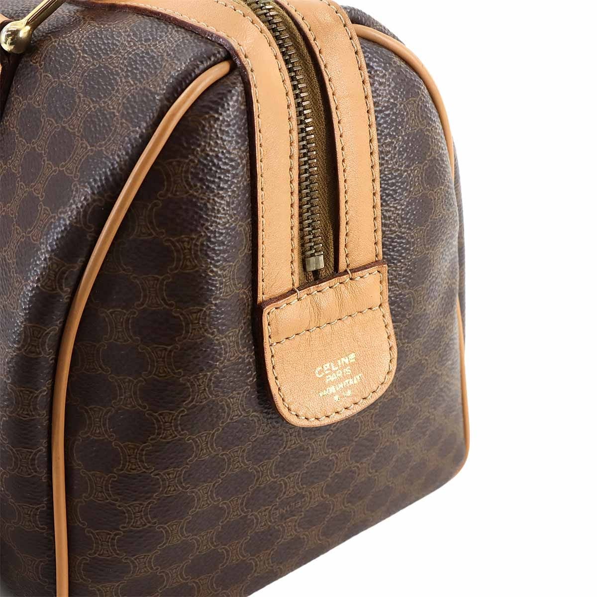 CELINE Macadam Boston Hand Bag PVC Leather Brown Purse 902892717