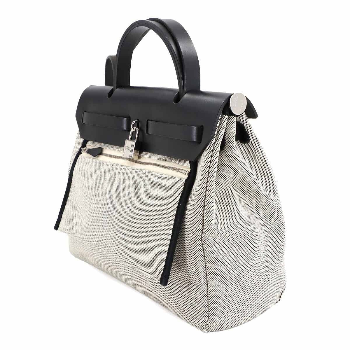 HERMES HerBag Zip PM PEGASE POP 2way Bag Vache Hunter Toile H Grey Y 903028763