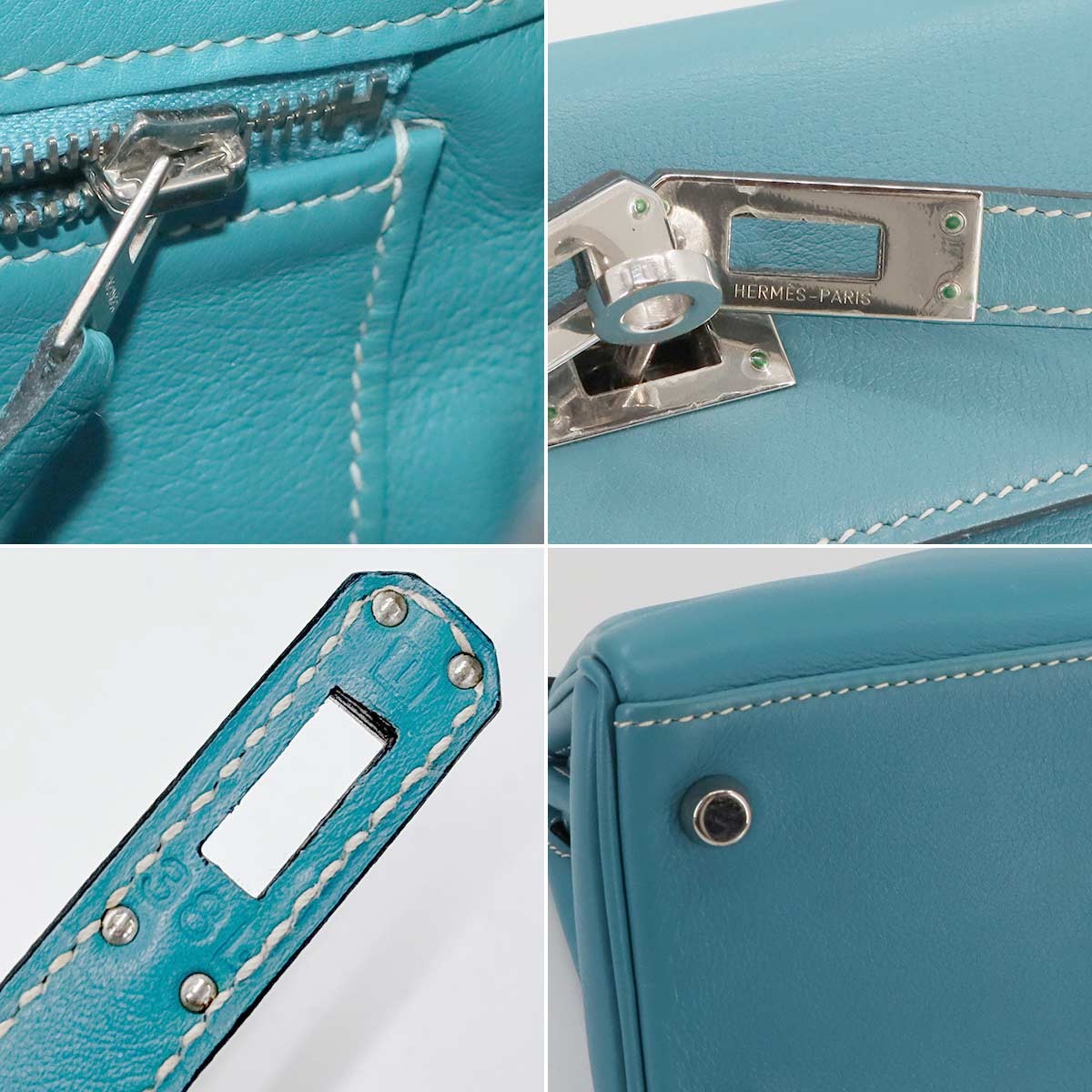 HERMES Kelly 25 Veau Gulliver Bleu Jean Hand Shoulder Bag 9030200910