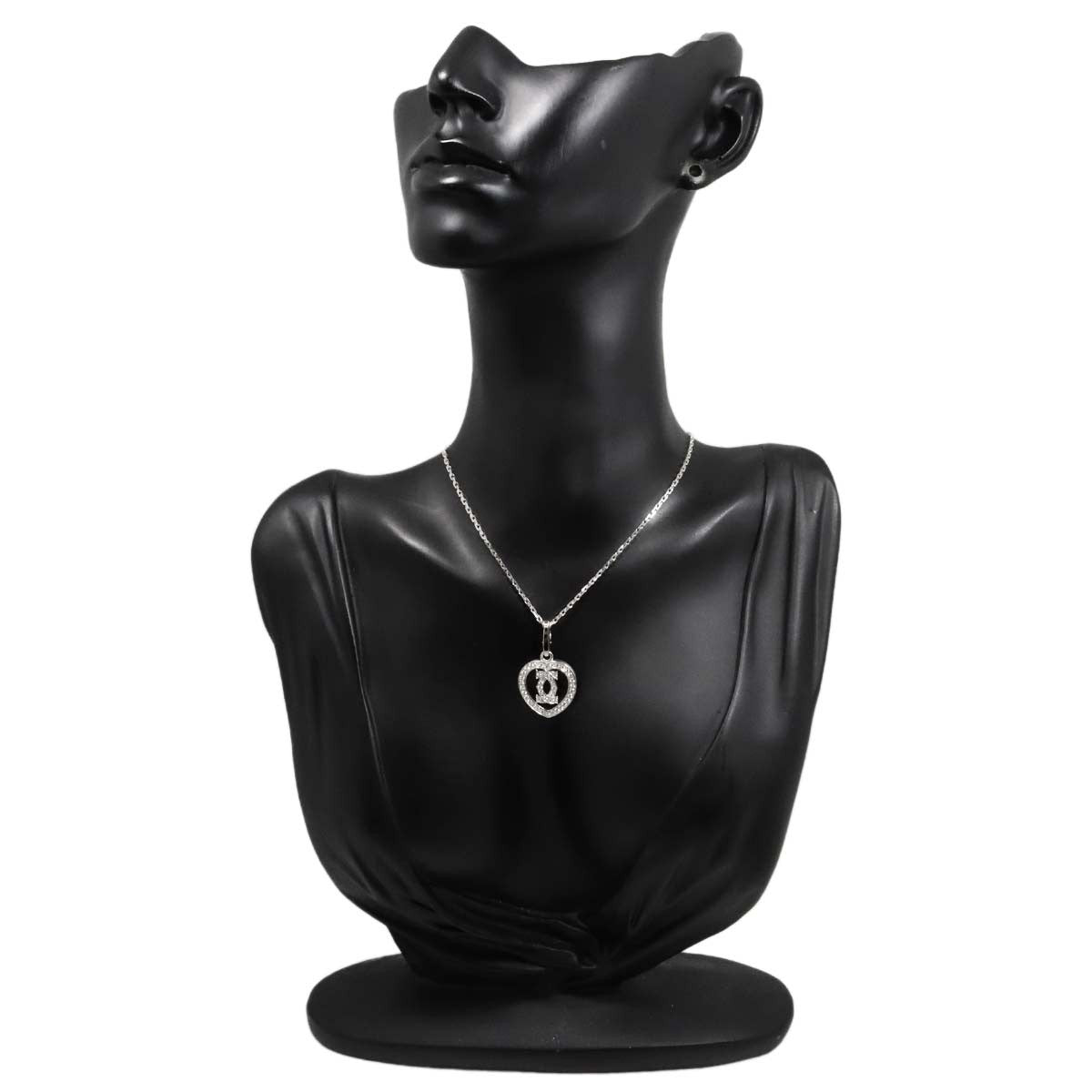 Cartier 2C Diamond Heart Necklace 18K White Gold 750 903234438