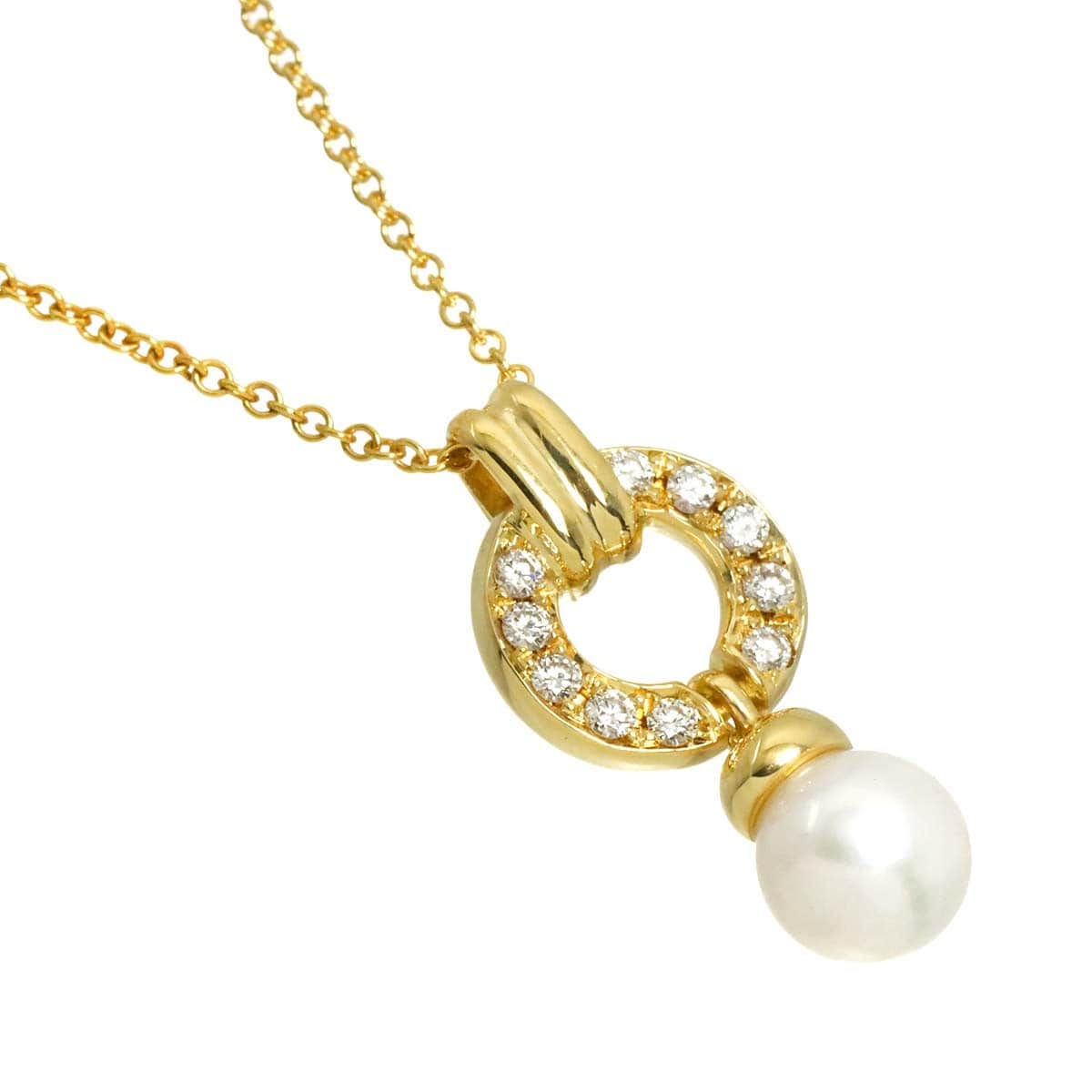 TIFFANY Co. TIFFANY Co. Akoya pearl 6.3mm Diamond Necklace 18K YG 750 90313692