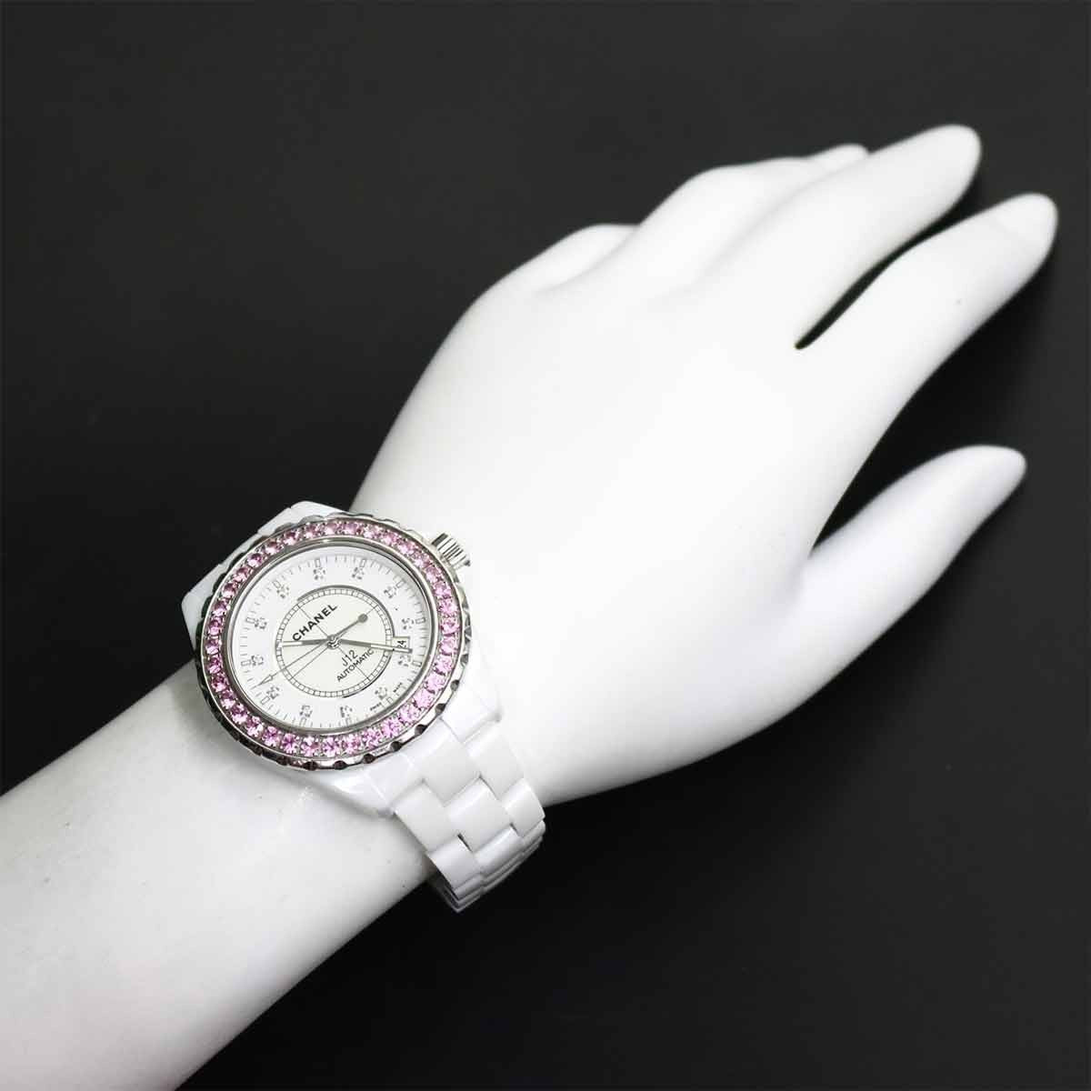 CHANEL J12 42mm H2011 Automatic Date 12P Diamond Pink Sapphire 903279253