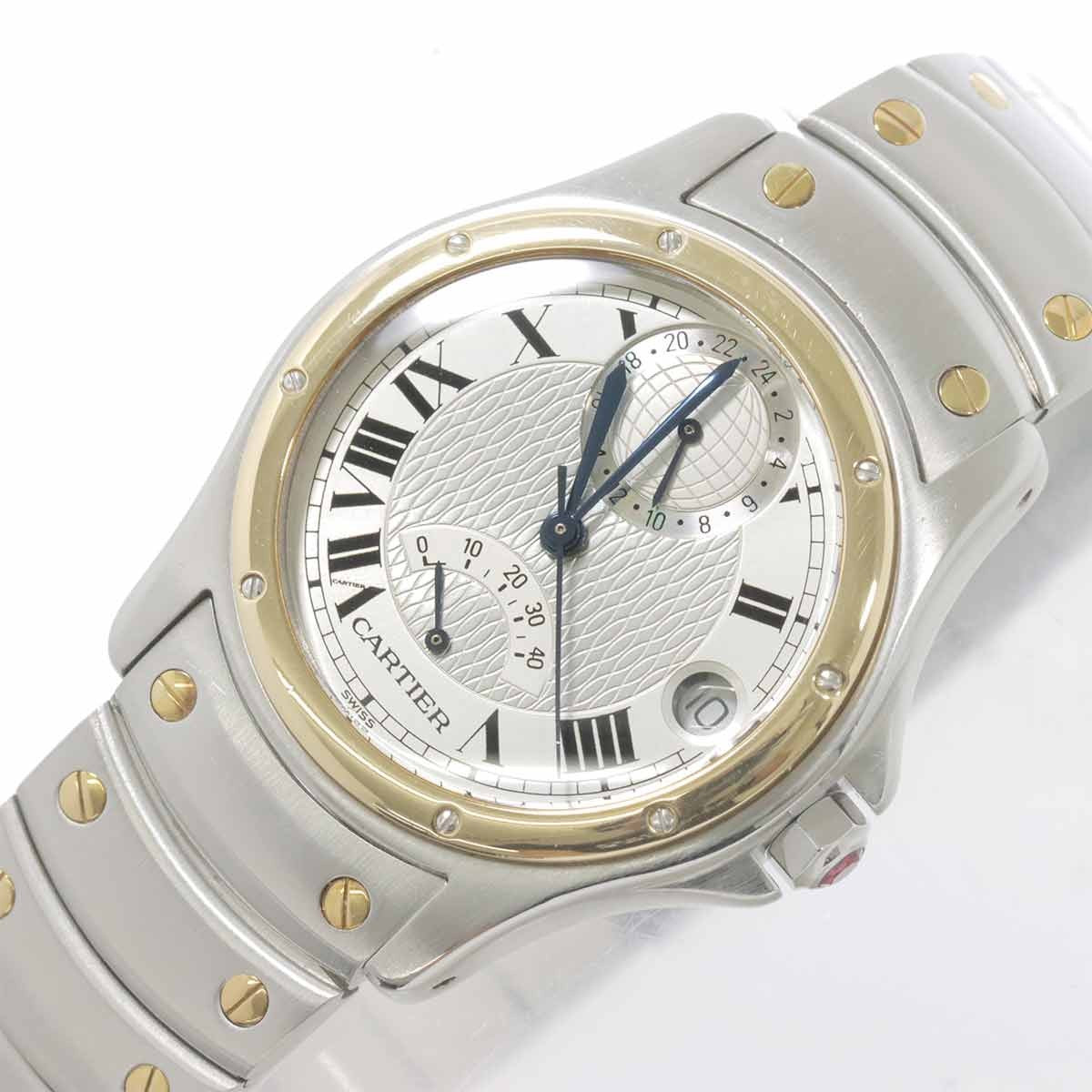 Cartier Santos Round GMT W20038R3 YG Automatic Silver Dial Mens Dial 903028226