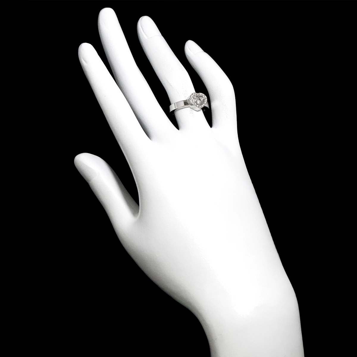 Chopard Happy Diamond Heart Ring 18K White Gold 750 Size6(US) 903192336