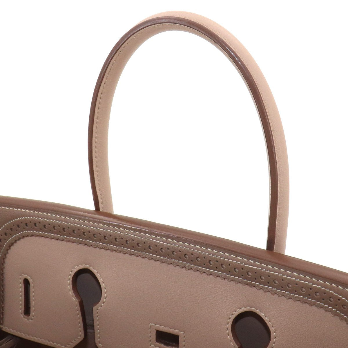 HERMES Birkin 35 Ghillies Swift Argile Etoupe Hand Bag Purse 903249399