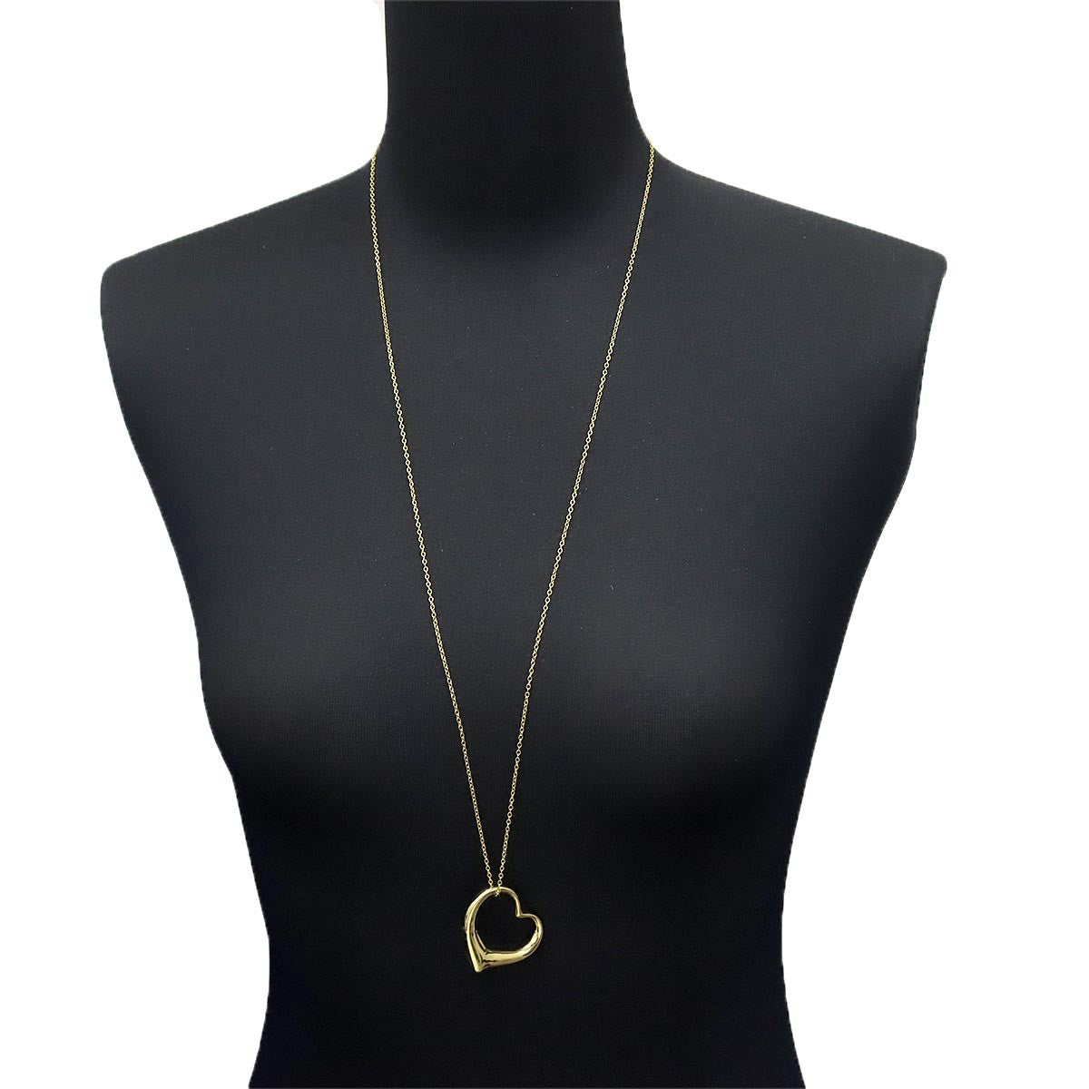 TIFFANY Co. Open Heart Long Necklace 18K Yellow Gold 750 903274166