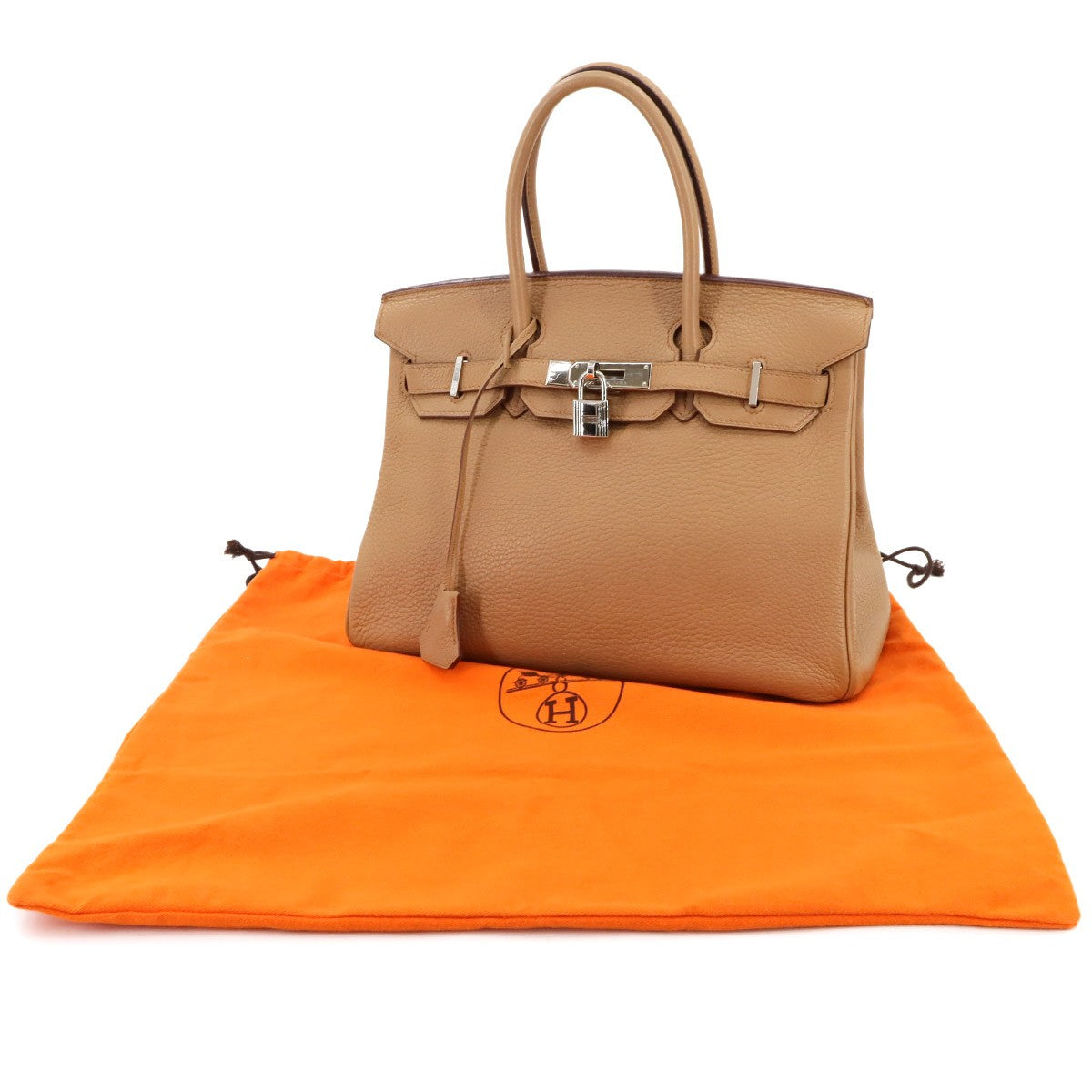 HERMES Birkin 30 Taurillon Clemence Tabac camel Hand Bag Beige 903011751