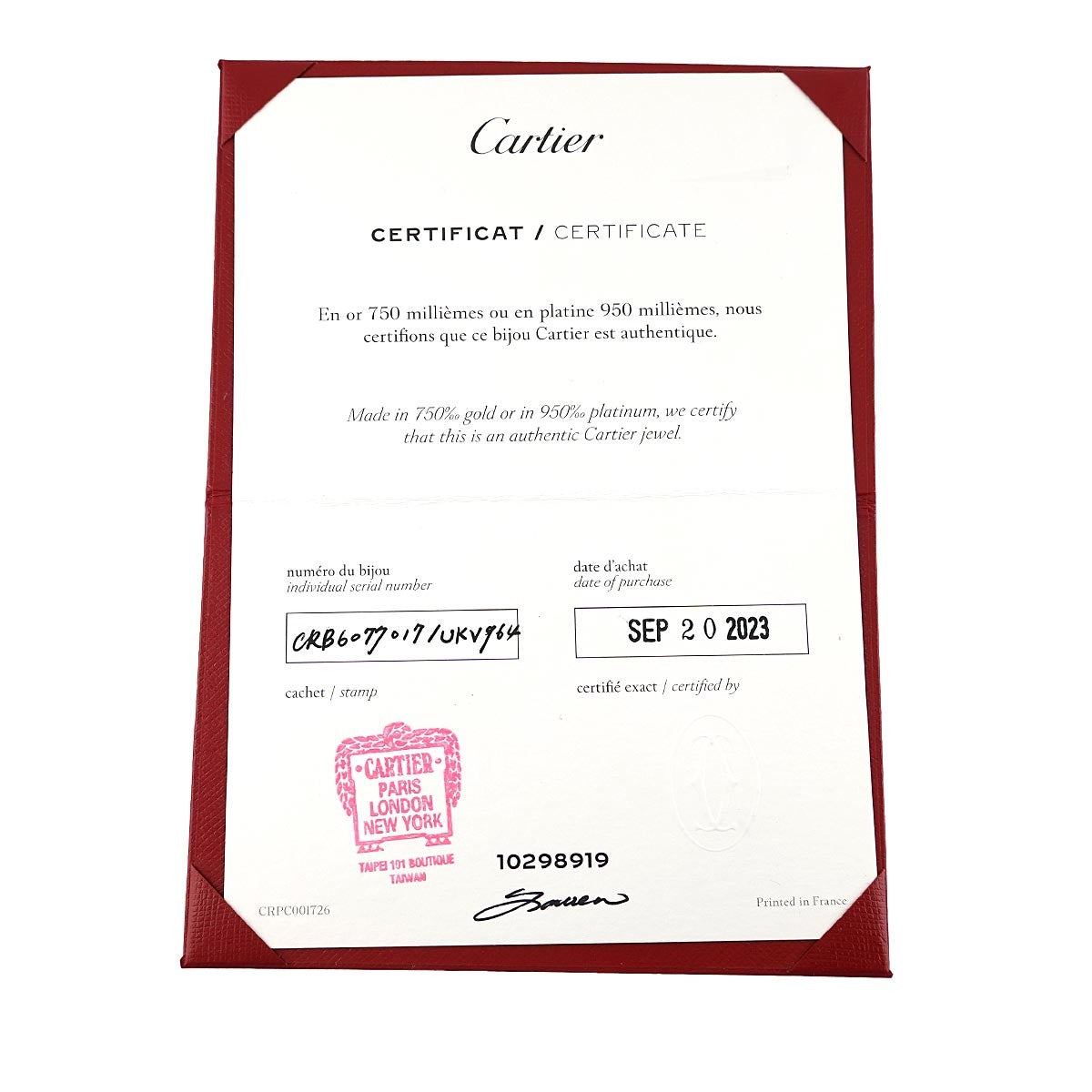 Cartier Love Bracelet 18K Yellow Gold 750 brushed Size17 902761707