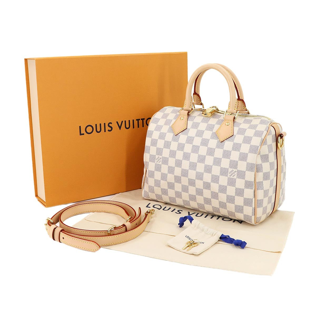LOUIS VUITTON Damier Azur Speedy Bandouliere 25 Hand Bag N41374 Purse 902900021