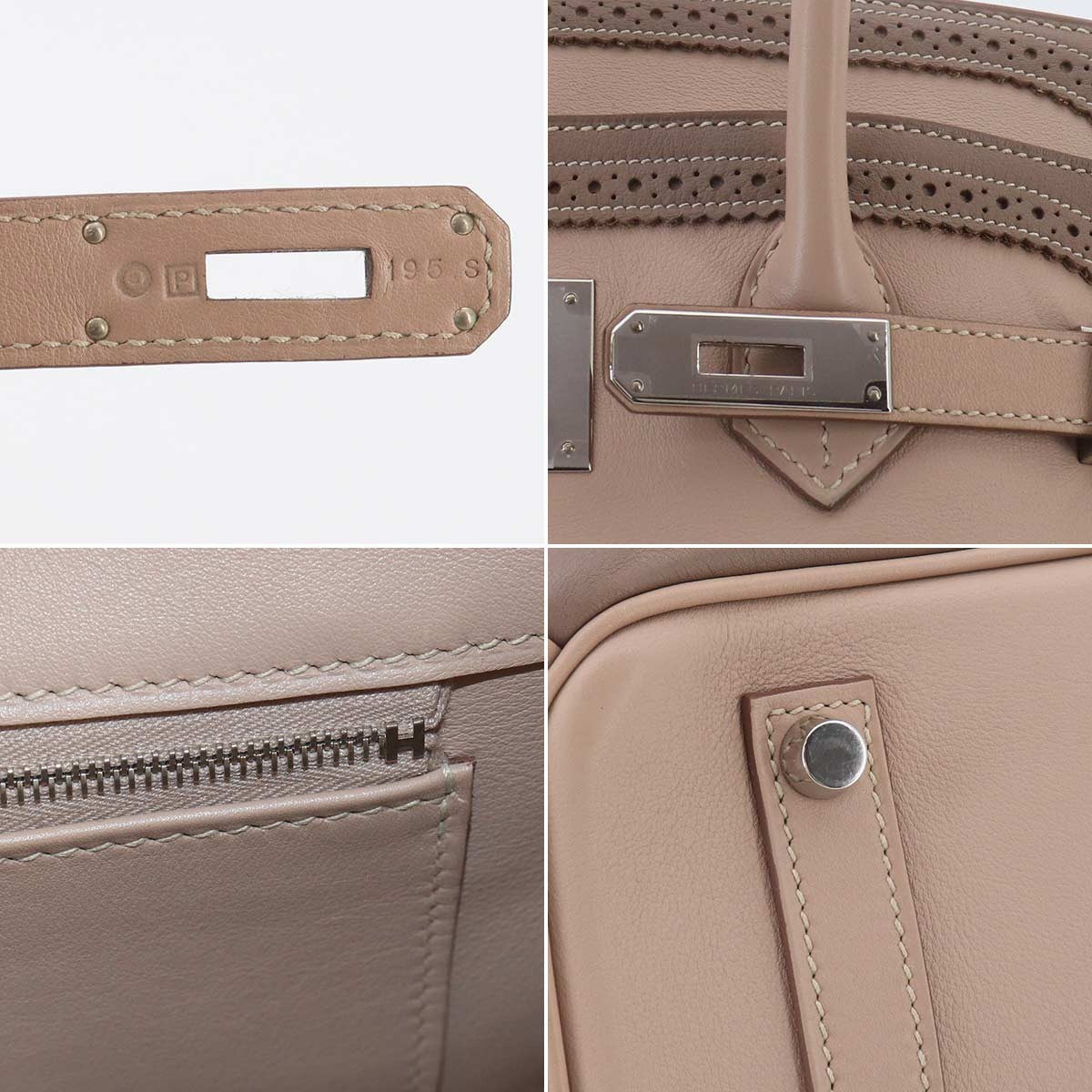 HERMES Birkin 35 Ghillies Swift Argile Etoupe Hand Bag Purse 9032493910