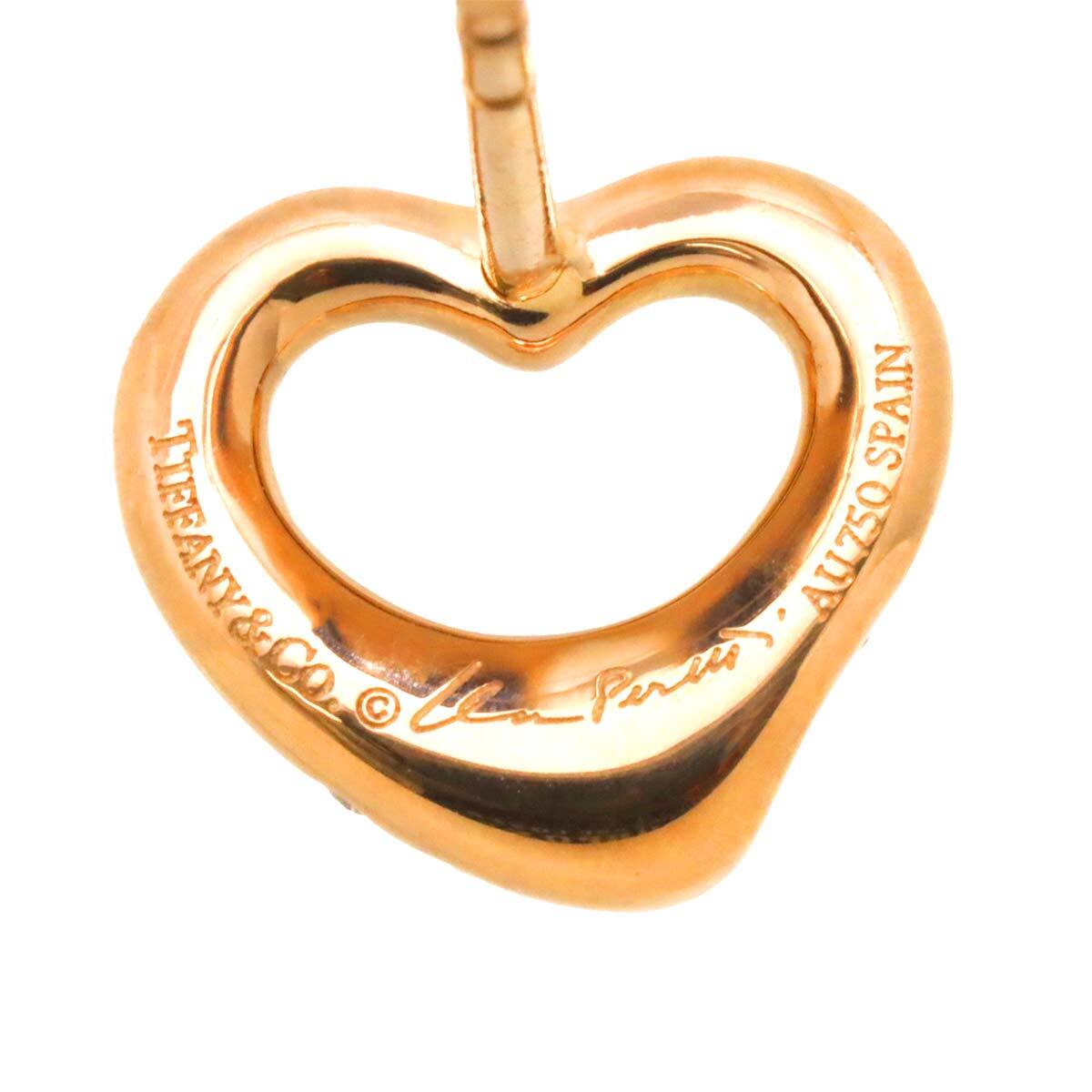 TIFFANY Co. Open Heart Diamond Earrings Pierced 18K Pink Gold 750 902786033