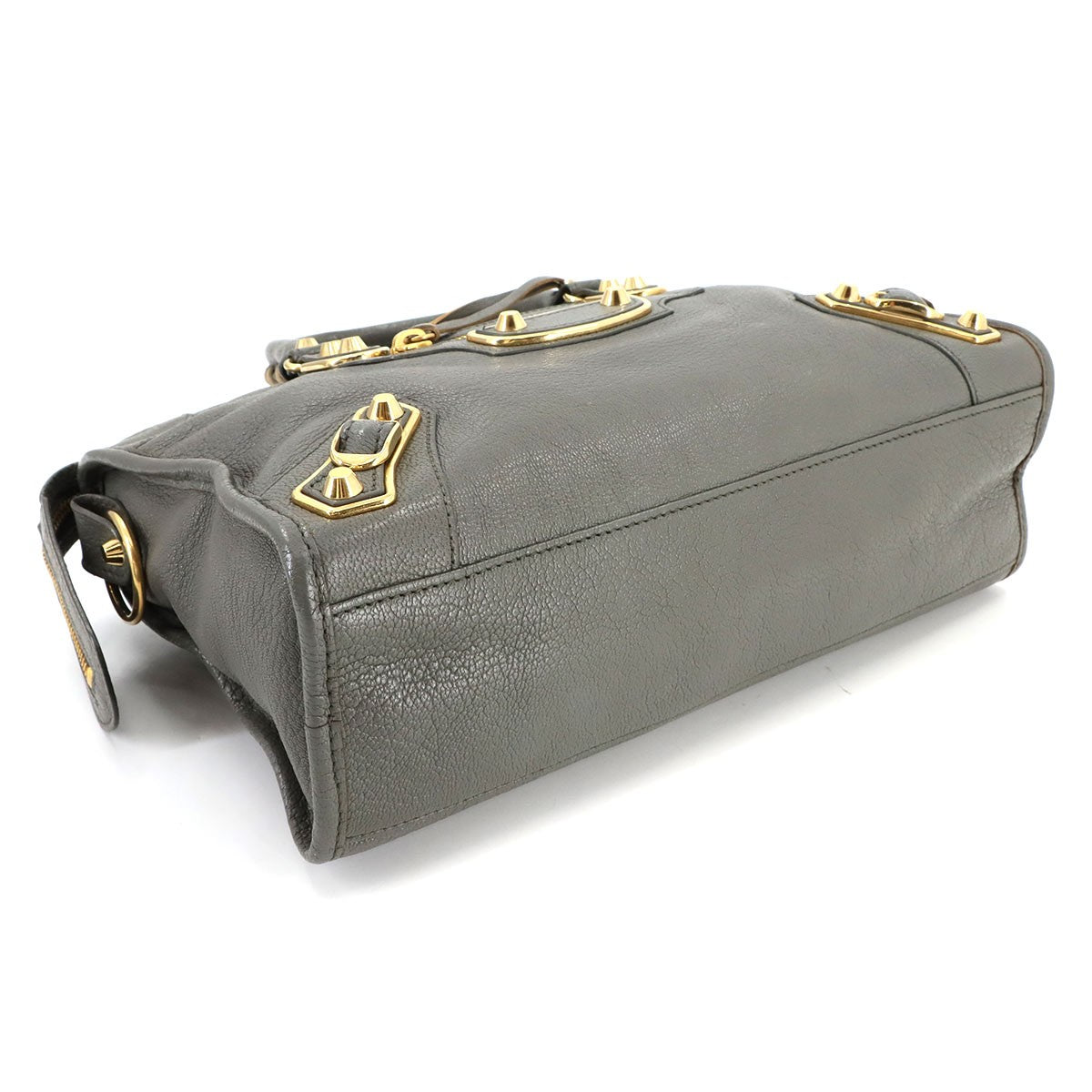 BALENCIAGA Metallic Edge City Hand Shoulder Bag Leather Gray 432831 902849833