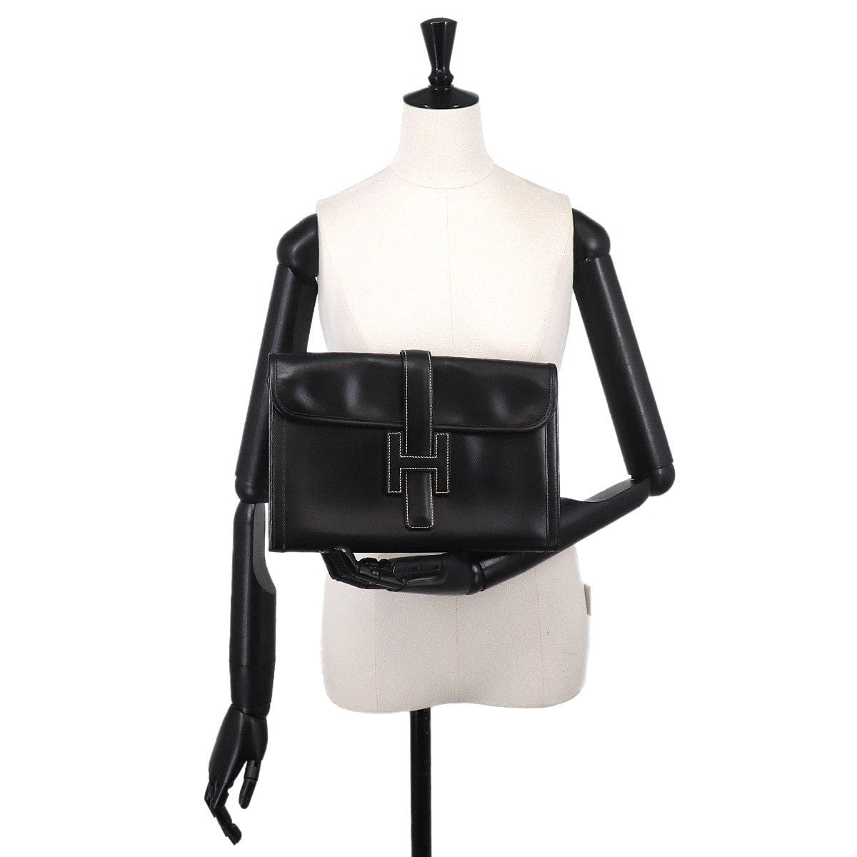 Luxury Promise Japan HERMES Jige PM Clutch Bag Box Calf Black Purse 90327263