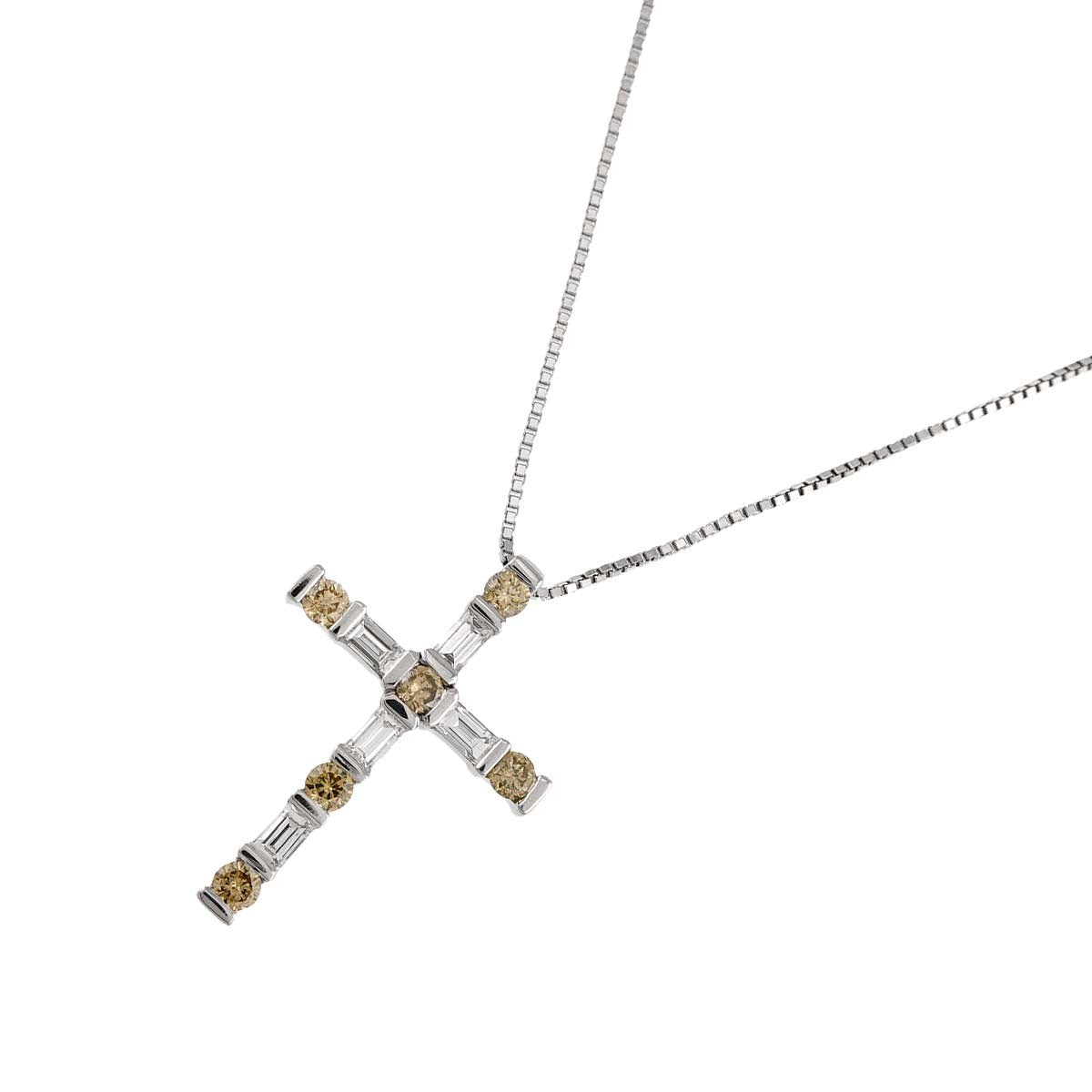 DAMIANI Diamond Cross Necklace 18K WG 750 903104681