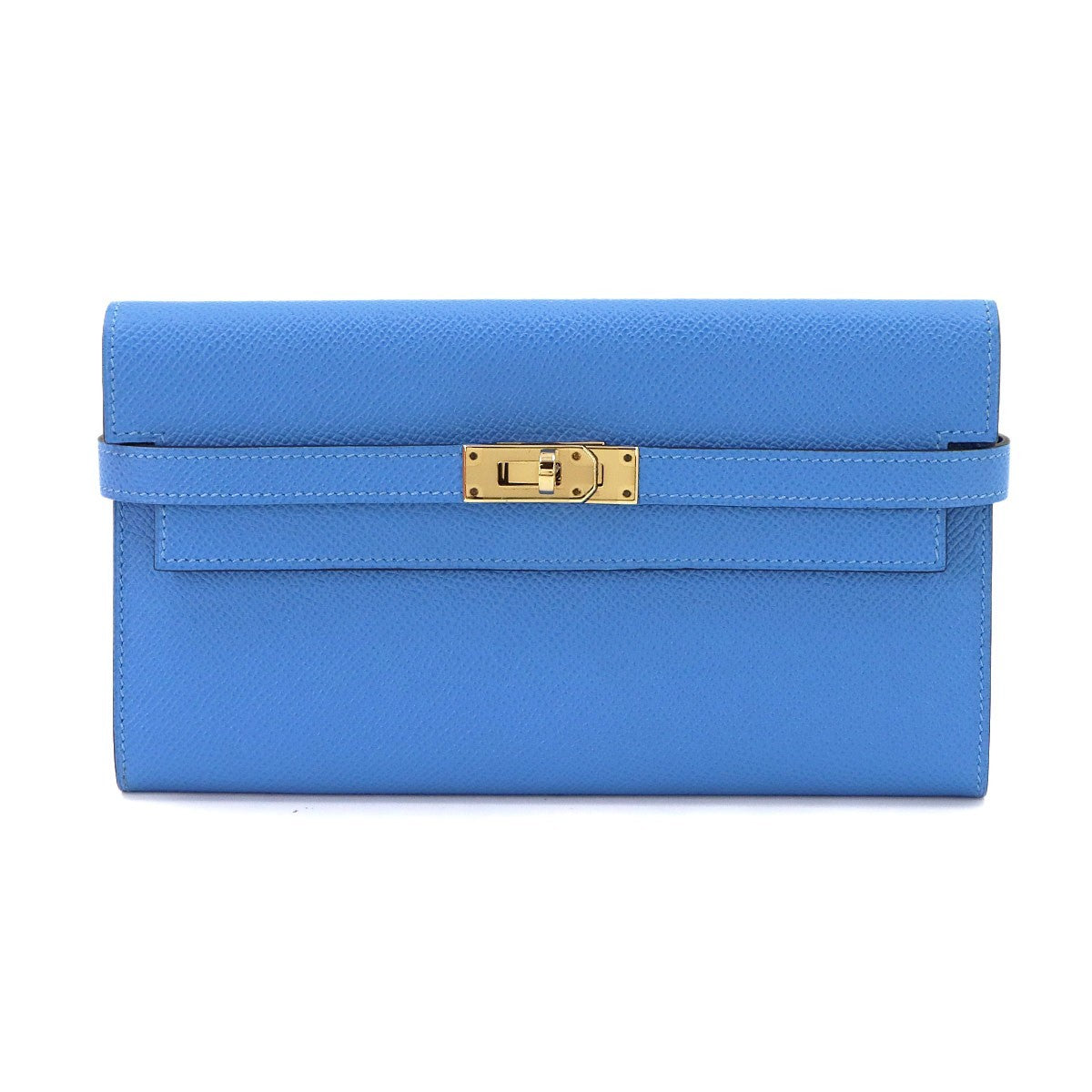 HERMES Kelly Wallet Veau Epsom Leather Bleu Paradis Purse 903414160