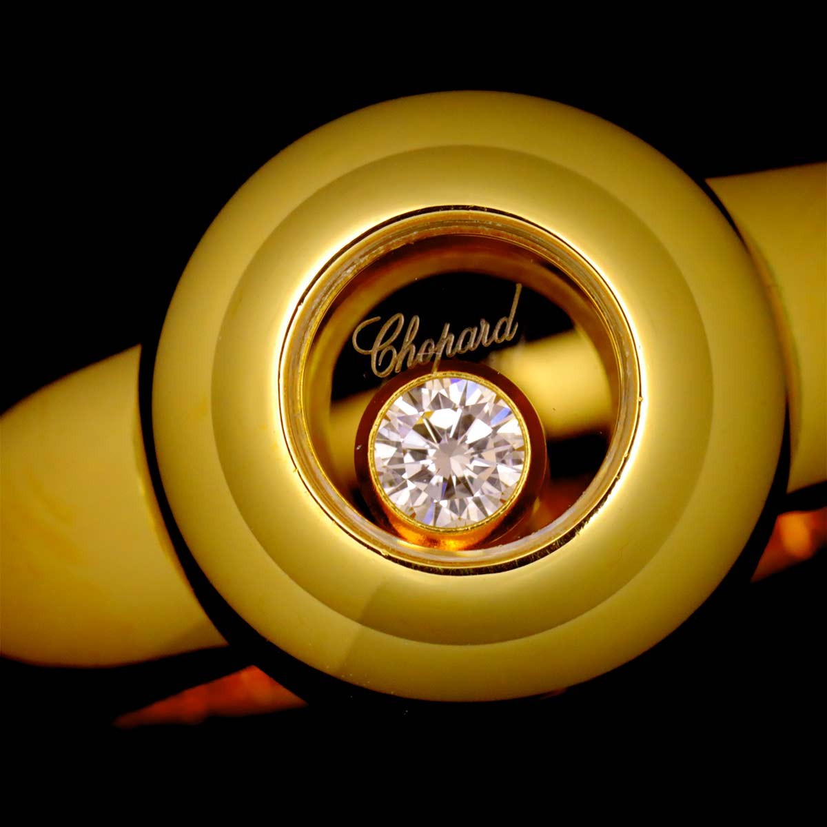 Chopard Happy Diamond Ring 18K YG 750 Size6.5-6.75(US) 903103935