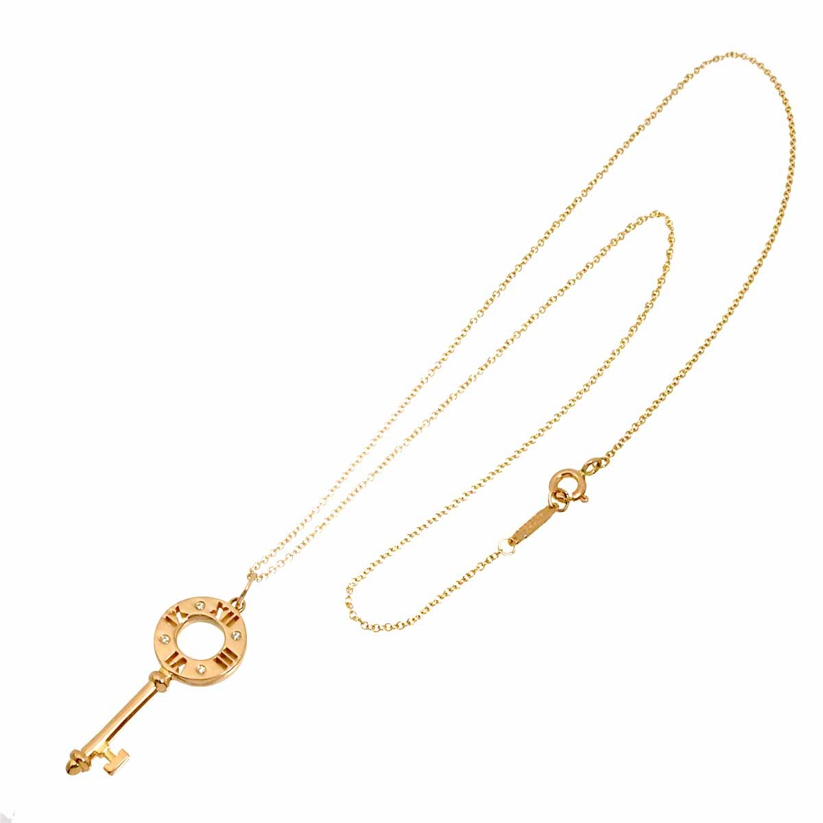 TIFFANY Co. Atlas Key Diamond Necklace 18K Pink Gold 750 903244161