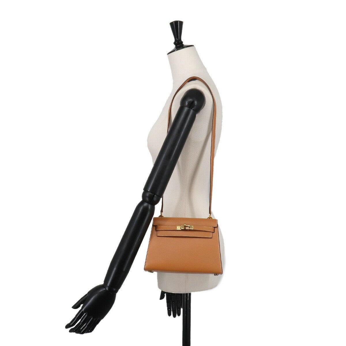 HERMES Mini Kelly 20 Shoulder Bag Couchevel Epsom Natural Brown 903294339