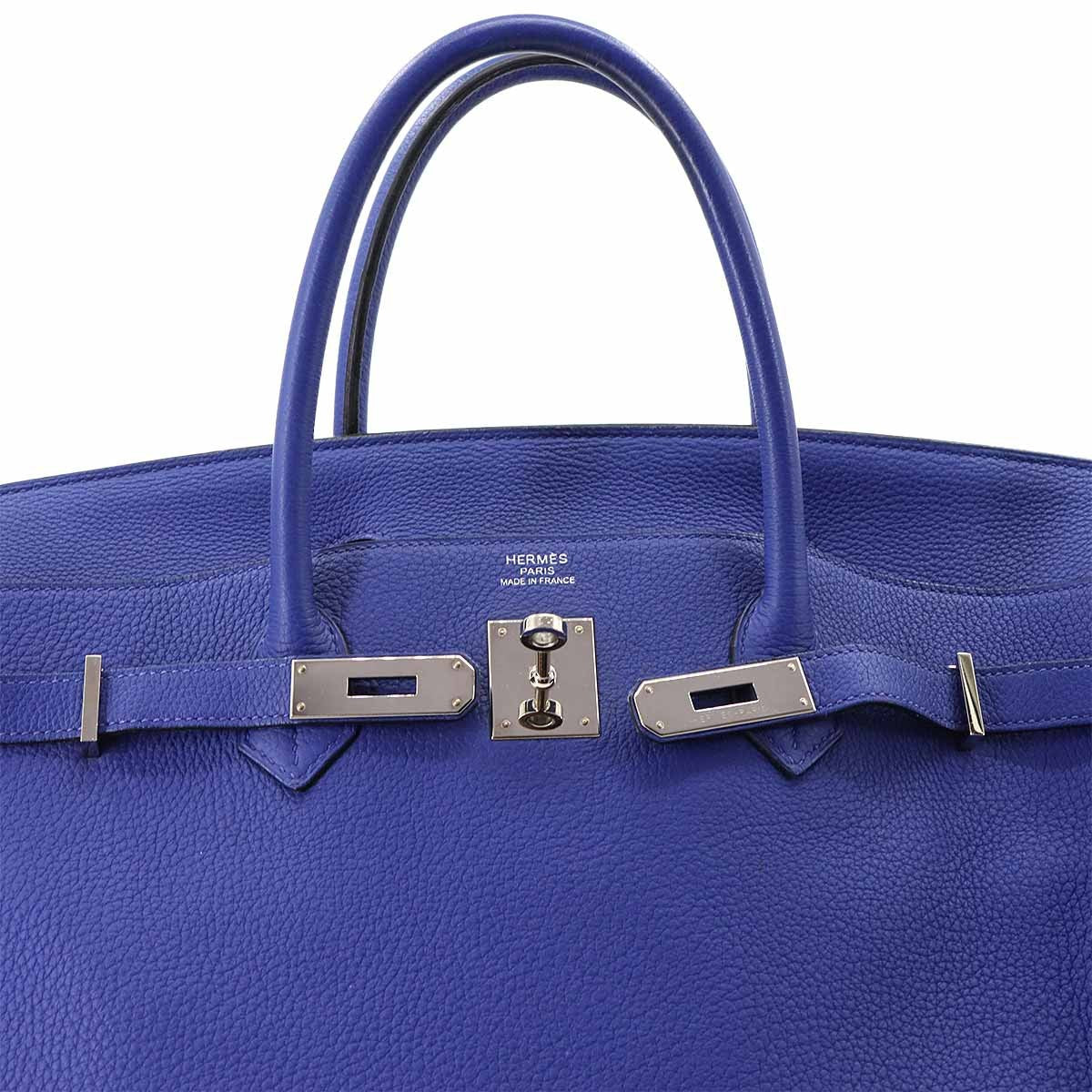 HERMES Birkin 40 Veau Togo Blue Electrique Hand Bag Purse 903031726