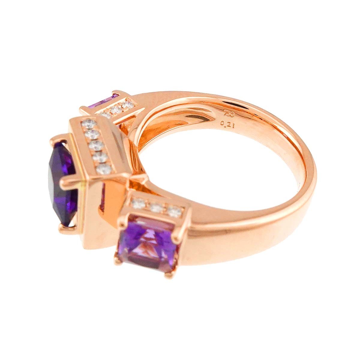 TASAKI Amethyst Diamond 0.21ct Ring 18K Pink Gold 750 Size6.75(US) 903081902