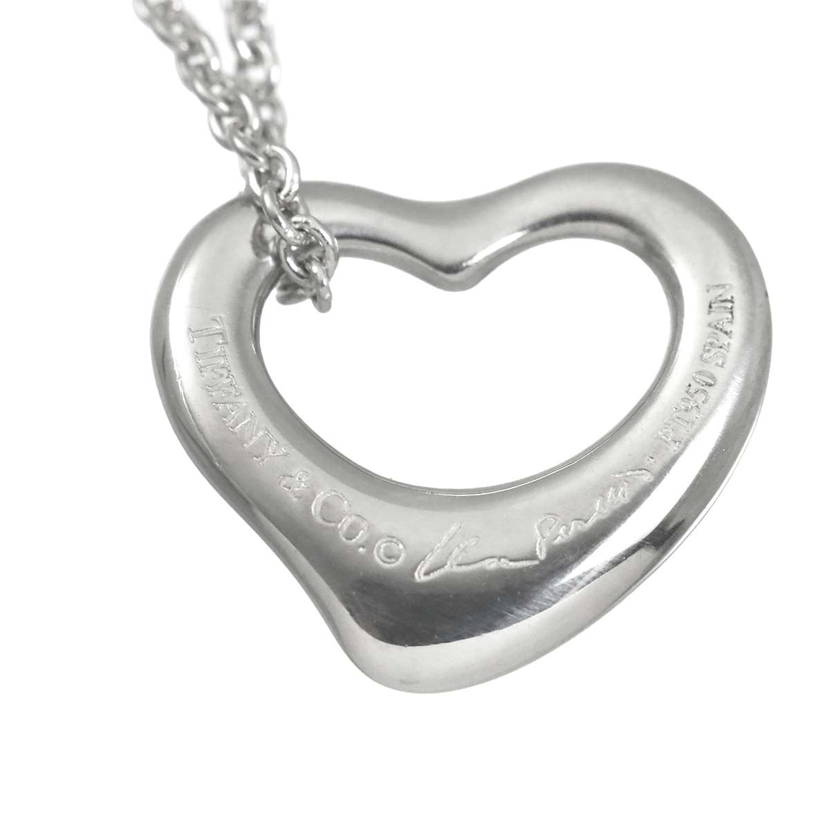 TIFFANY Co. Open Heart Necklace Platinum 903257613