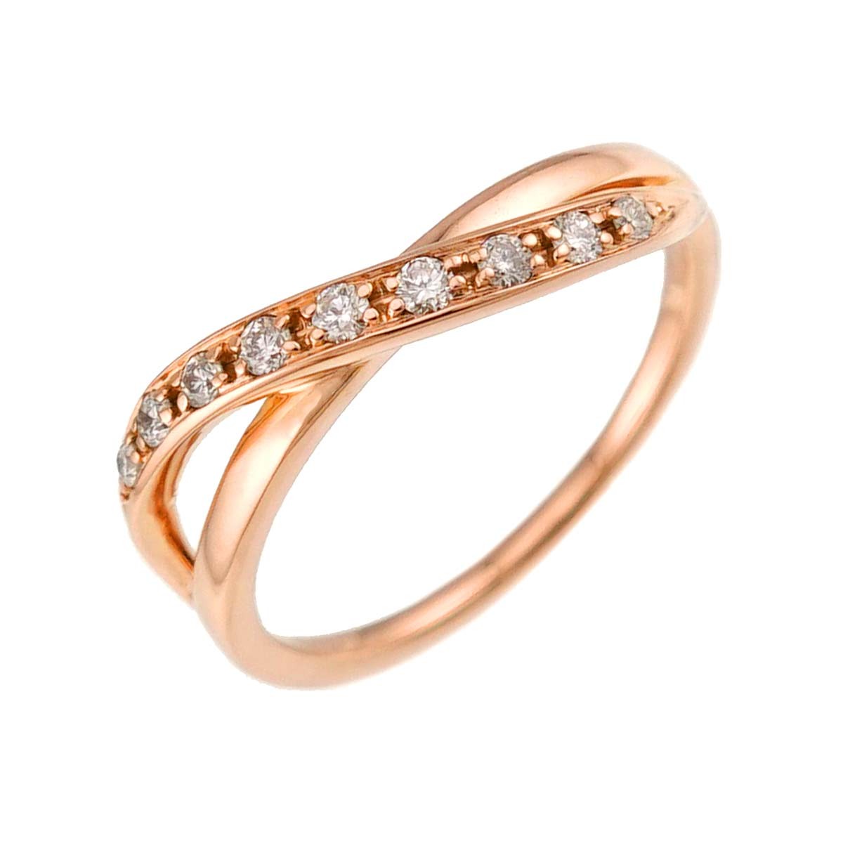 4C Diamond Ring 18K Pink Gold 750 Size6(US) 903296180