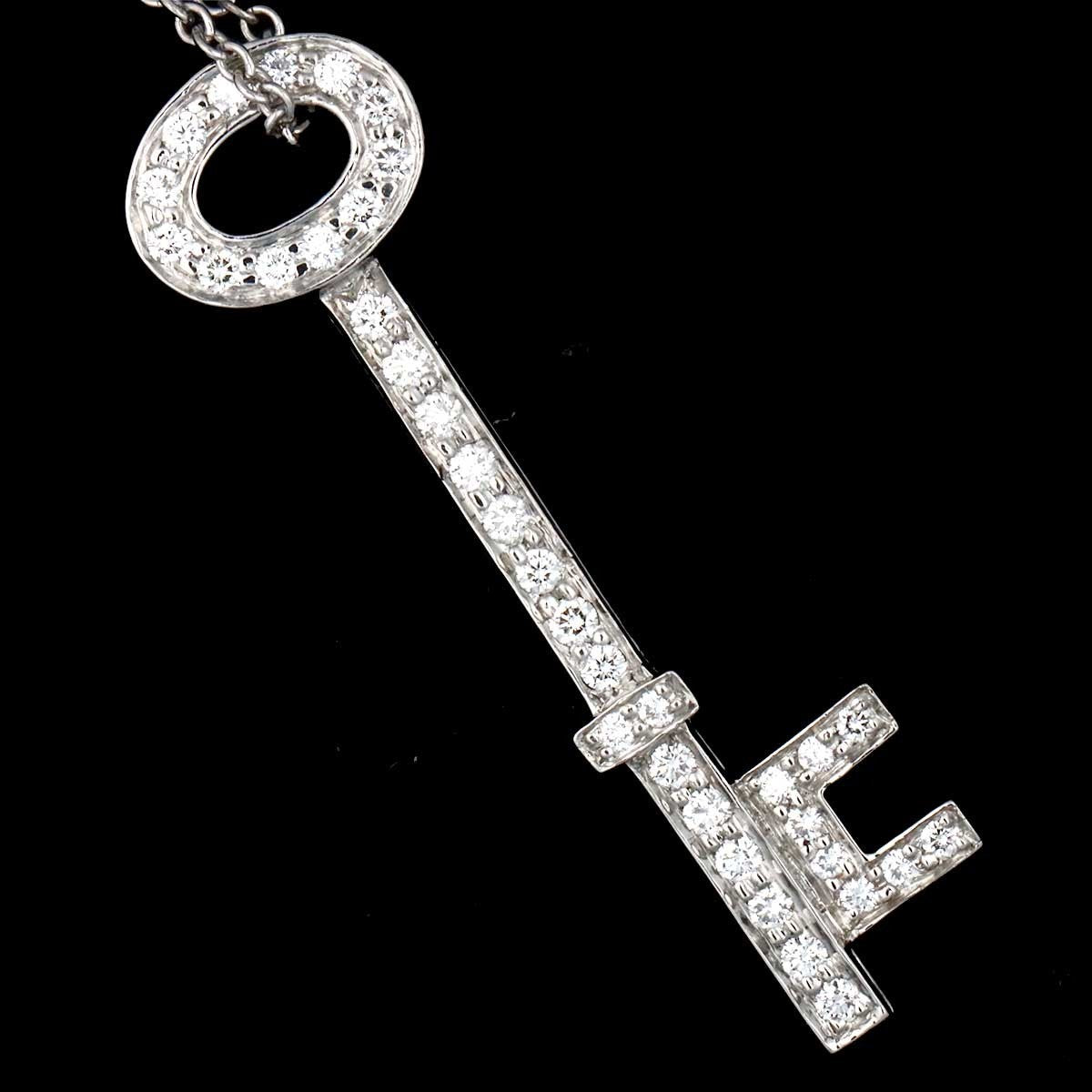 TIFFANY Co. Oval Key Diamond Necklace Platinum 903189846