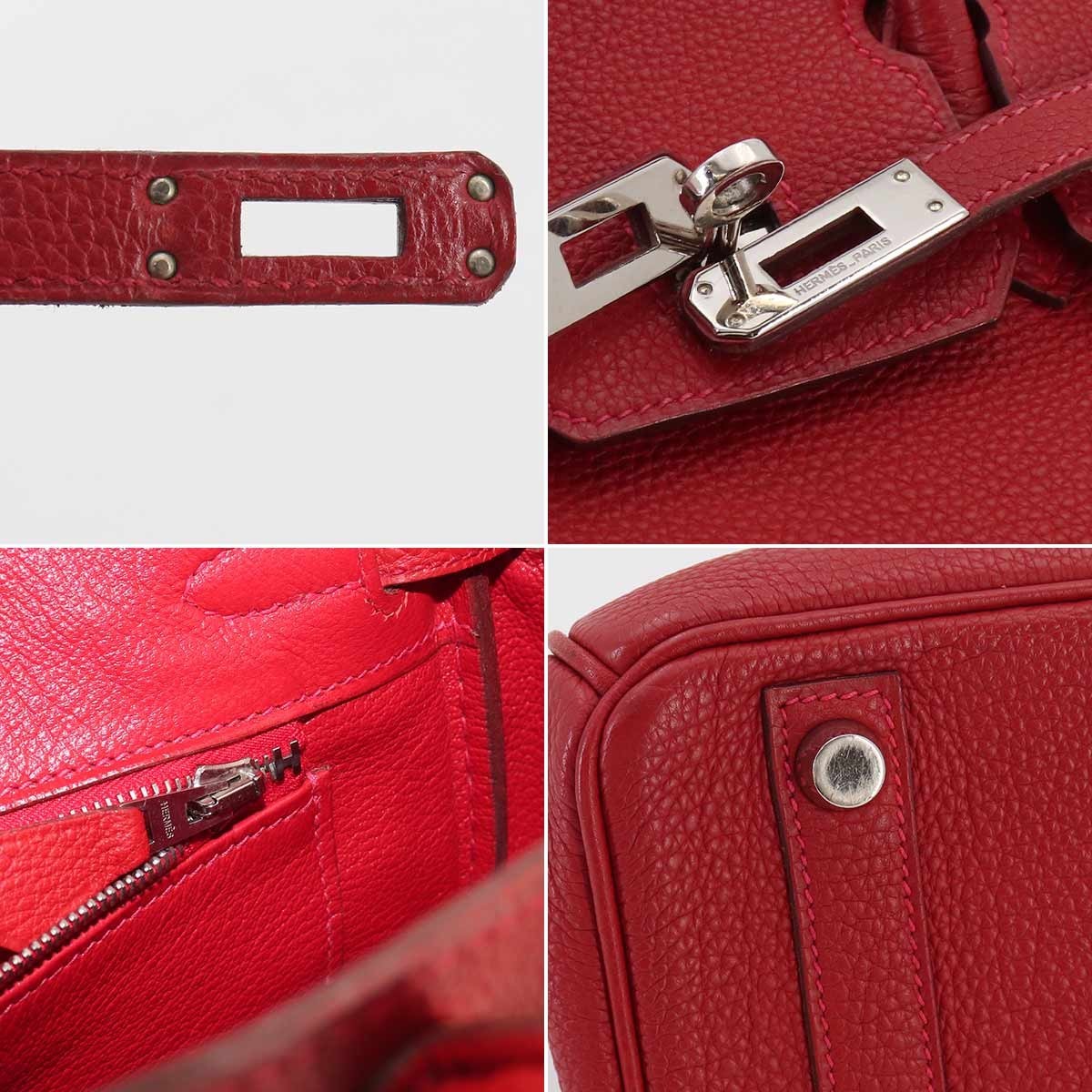 HERMES Birkin 25 Veau Togo Rouge vif Hand Bag Purse 9033241010