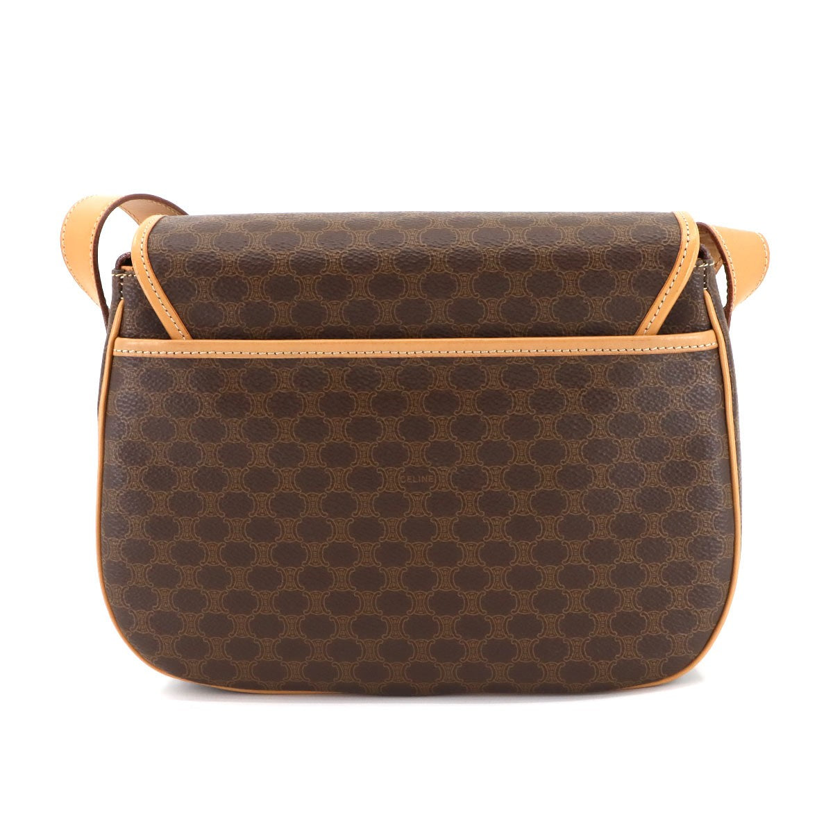 CELINE Macadam Shoulder Bag Leather PVC Brown Vintage Purse 903030111