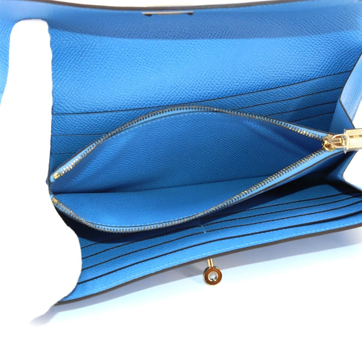 HERMES Kelly Wallet Veau Epsom Leather Bleu Paradis Purse 903414166