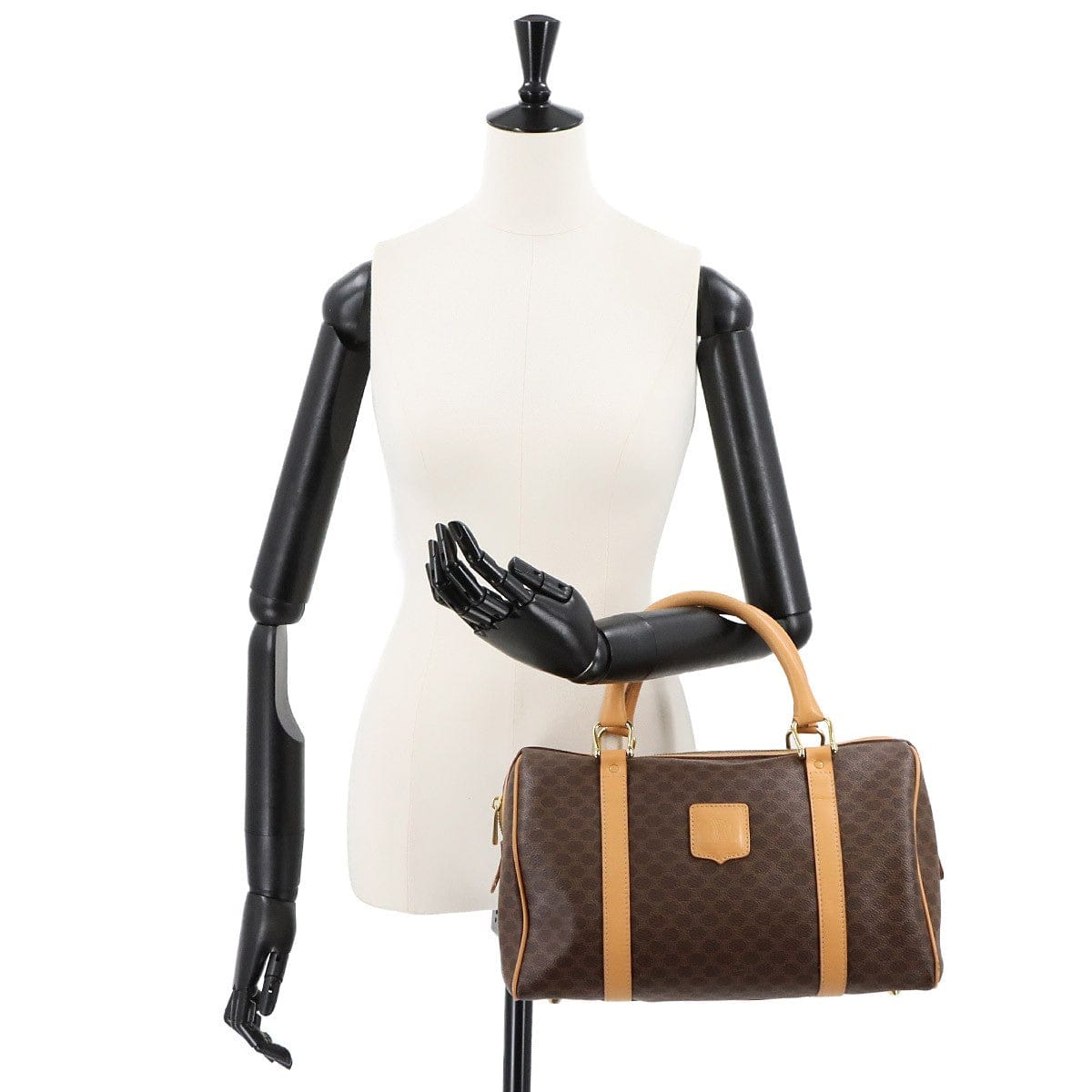 CELINE Macadam Boston Hand Bag PVC Leather Brown Purse 902892719