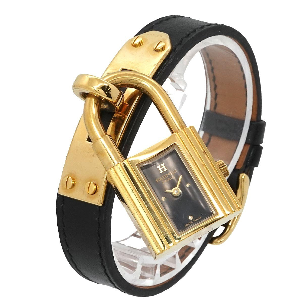 HERMES Kelly Watches Quartz Black Dial Vintage Cadena Ladies Watch 903446522