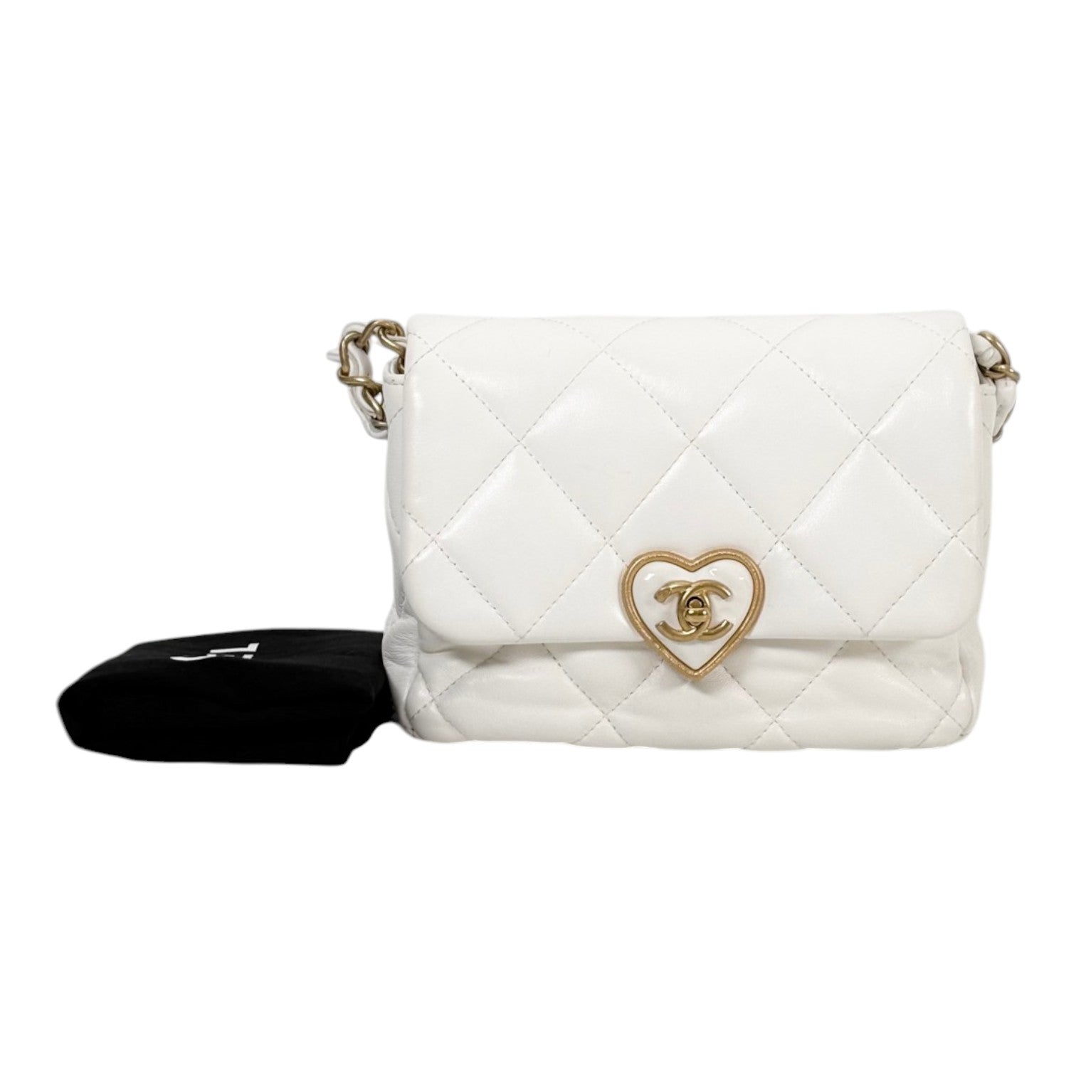 Chanel Small Coco CC Love Heart Flap Bag with Gold Hardware