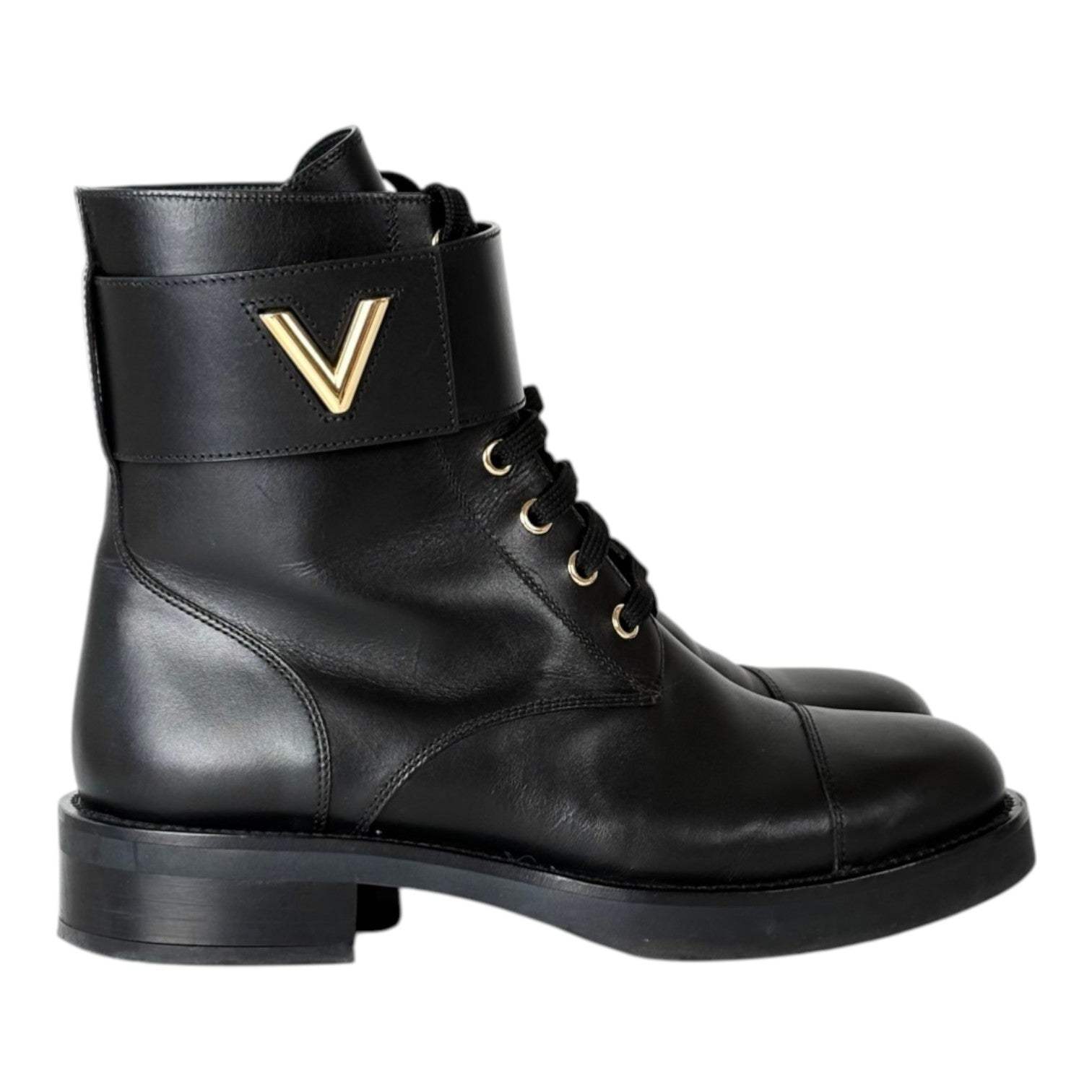Louis Vuitton Black Leather Ankle Boots - size 37