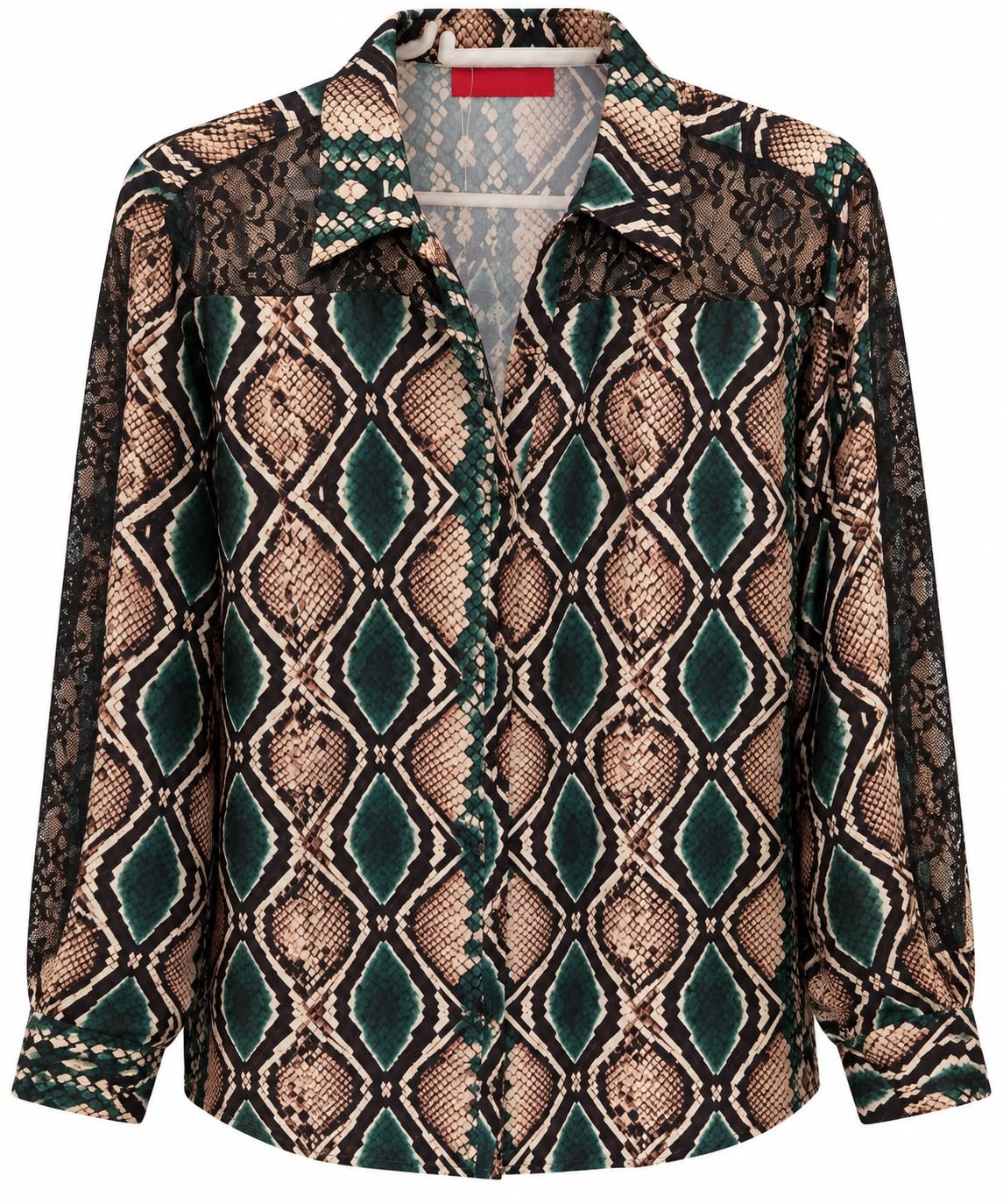 SHIRT BIANKS GREEN PYTHON BROWN LACE MCL13446