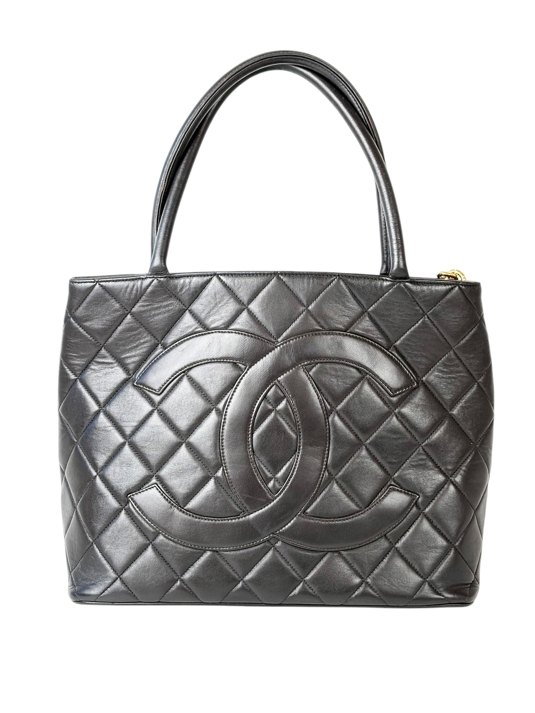 Chanel Vintage Black Zip Tote Bag