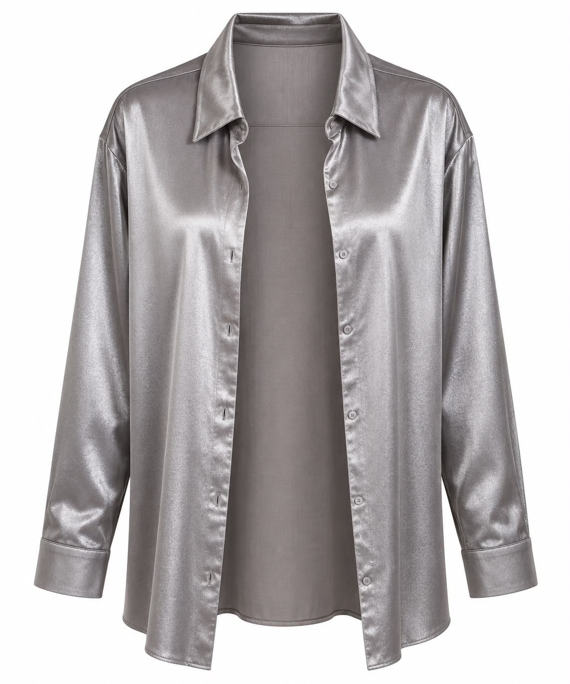 SHIRT AZALIA SILVER SILK VELVET GREY LACE MCL13558
