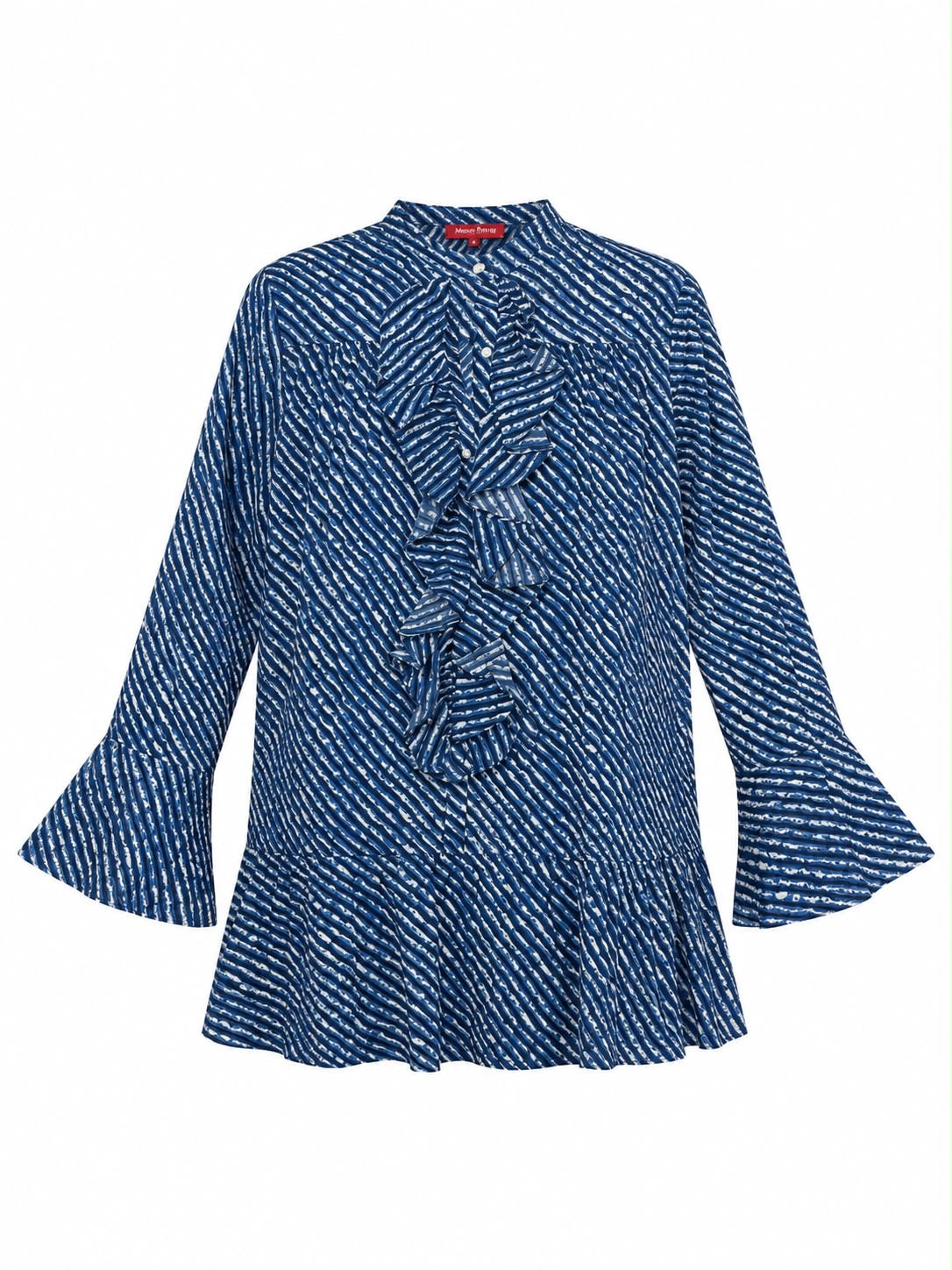 MINI DRESS FRILLS PEARLS BUTTONS COTTON BLUE MCL12235