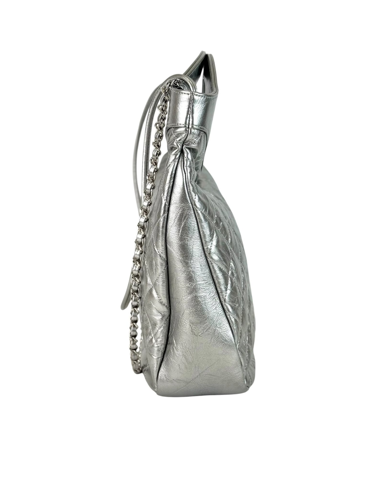 Chanel Silver Metallic Lambskin Bag with Silver Chain