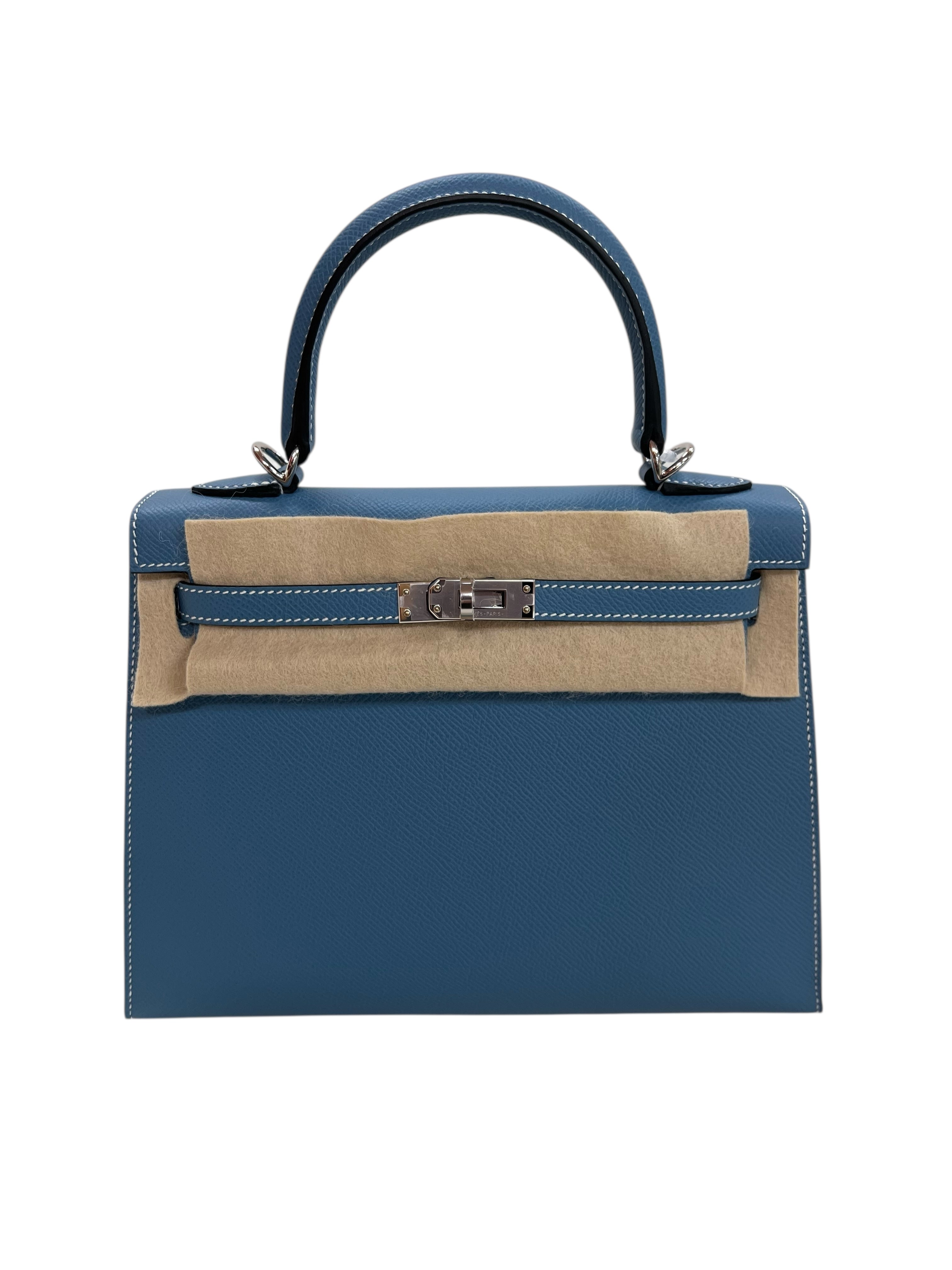 Hermes Kelly 25 Sellier New Blue Jean Epsom PHW #B SKCJB-299128