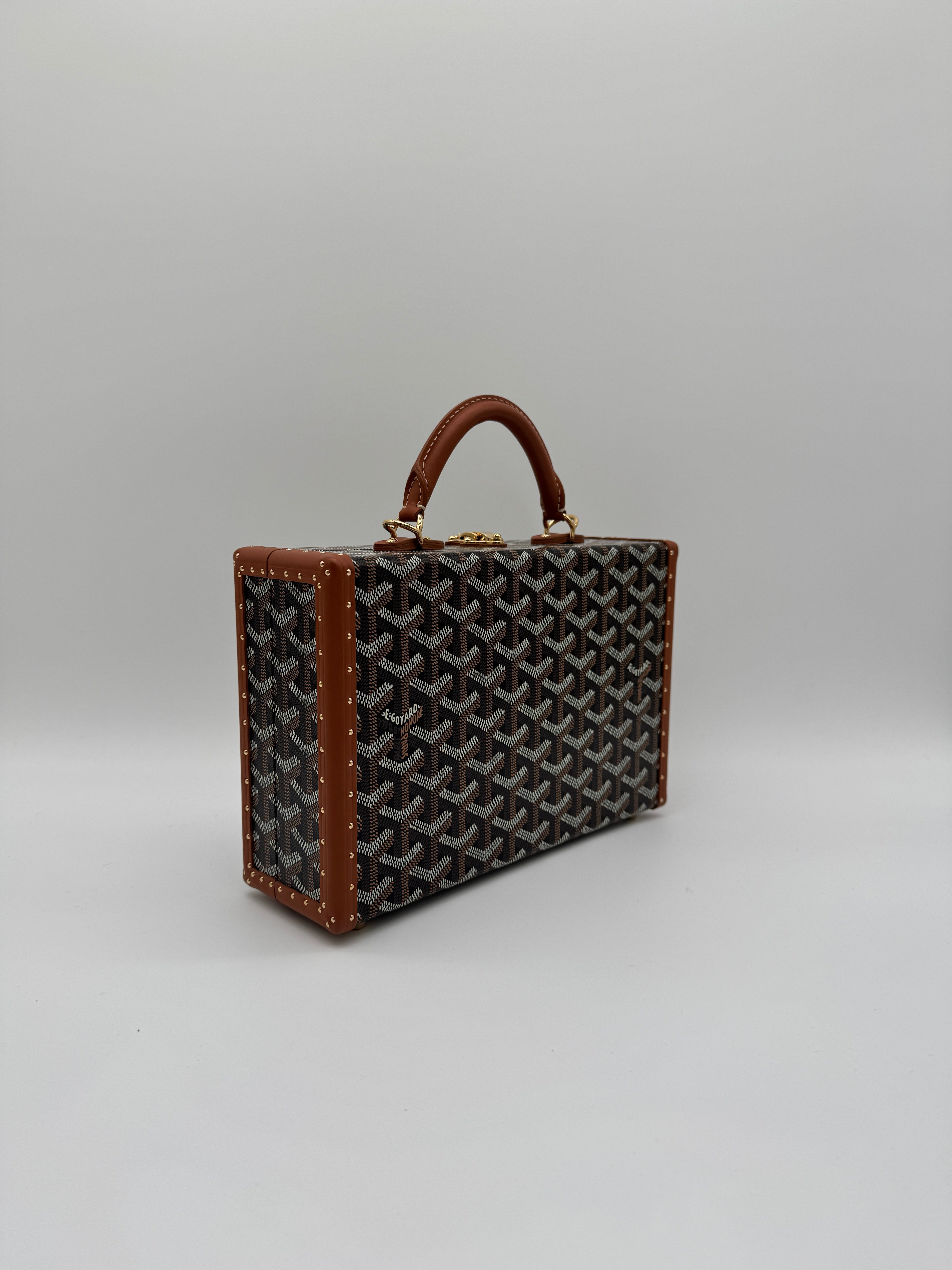 Goyard Grand Hôtel Trunk Bag Black & Tan Gold Hardware